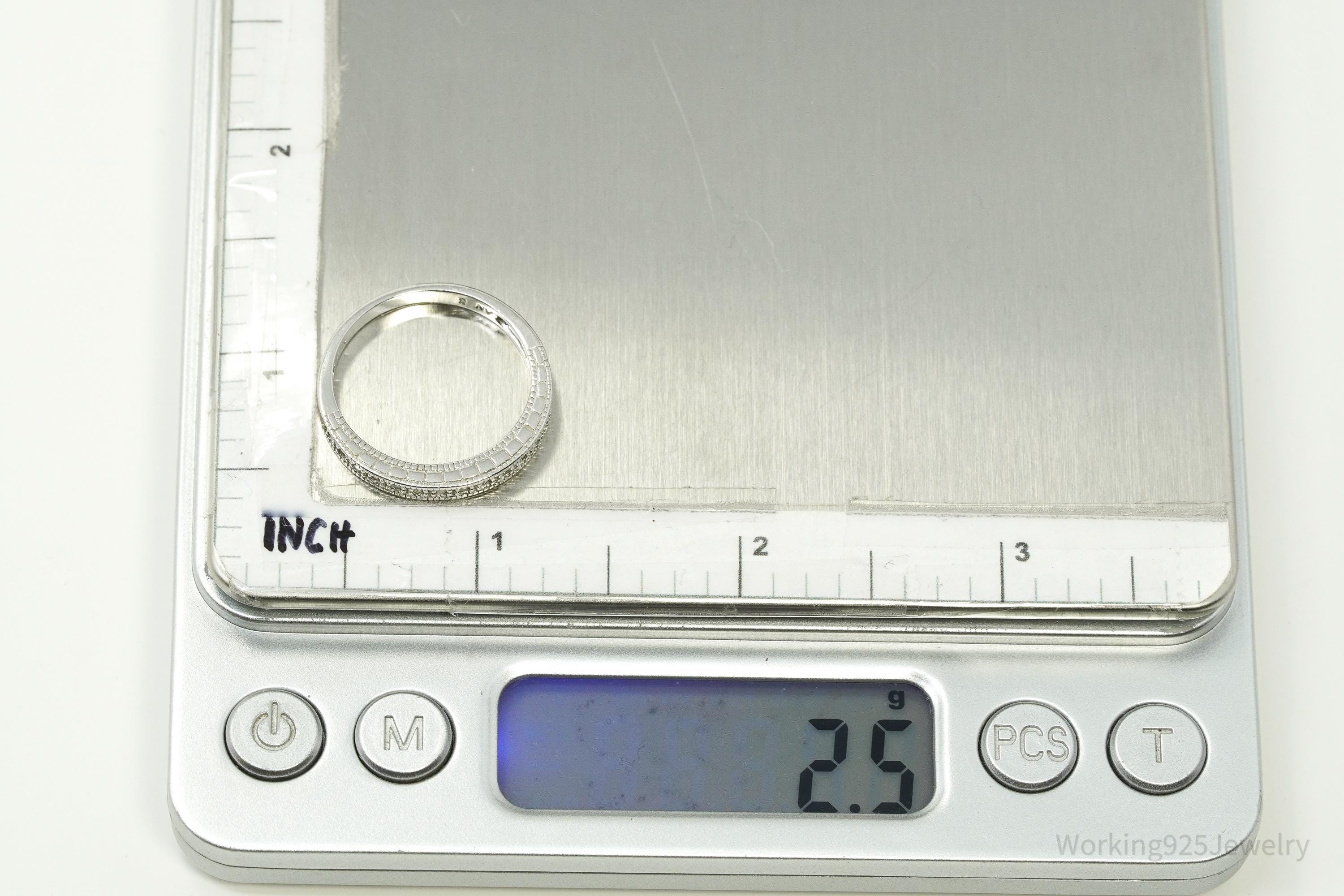 Vintage Cubic Zirconia Sterling Silver Band Ring - Size 9