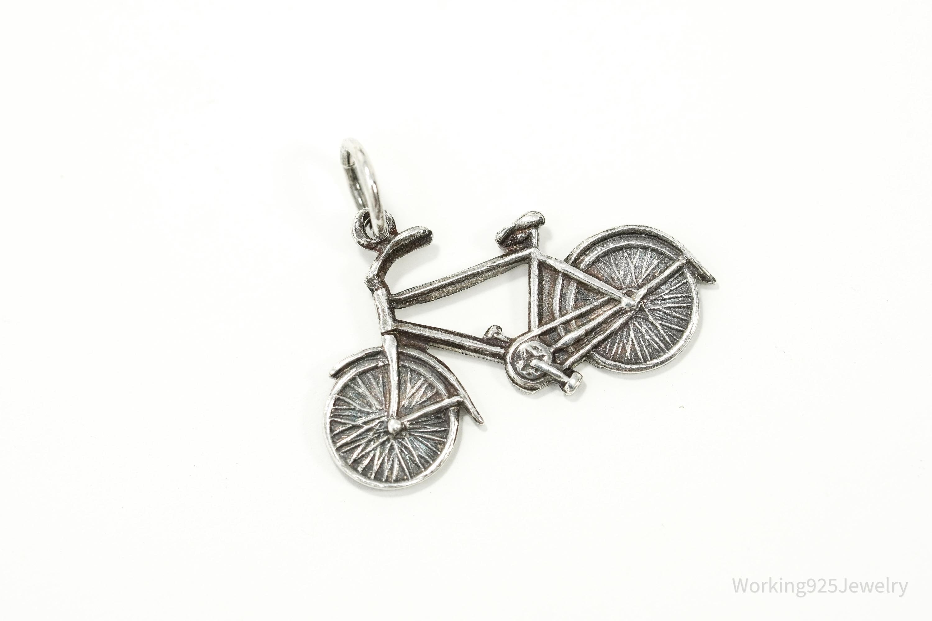 Vintage Bicycle Sterling Silver Charm Pendant