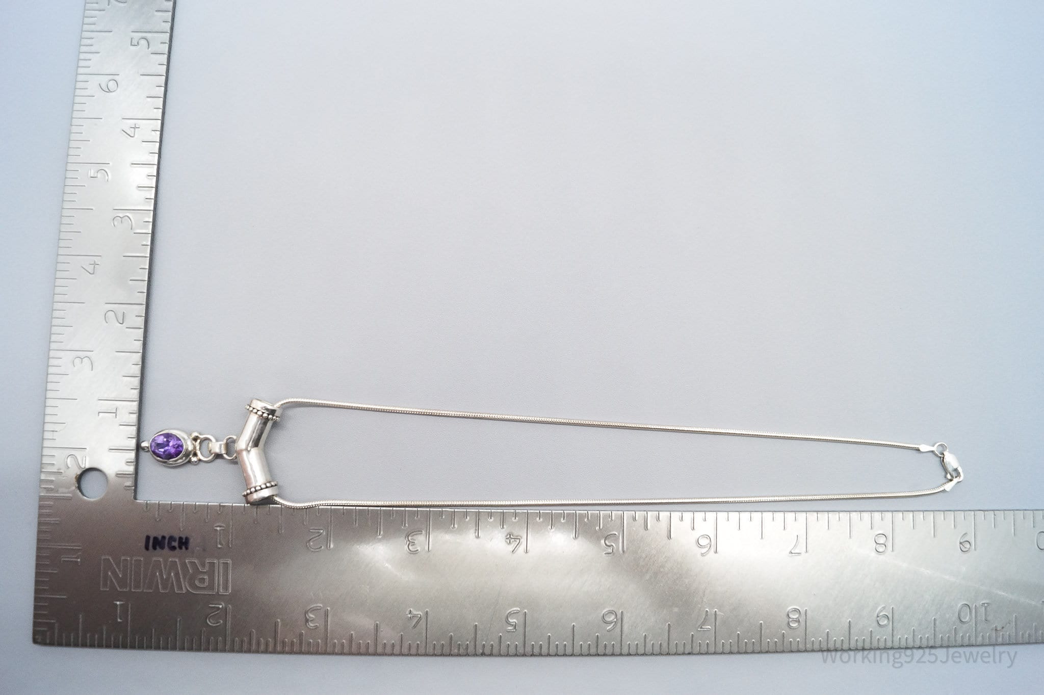 Vintage Amethyst Sterling Silver Necklace - 16"