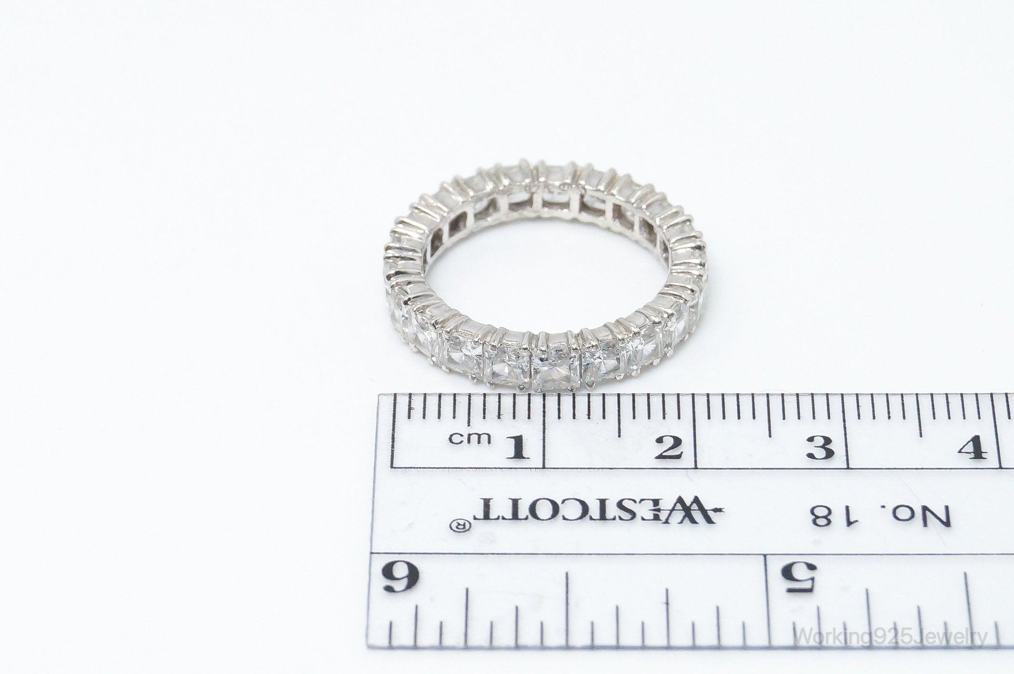 Vintage Eternity Band Cubic Zirconia Sterling Silver Ring - Size 6.5