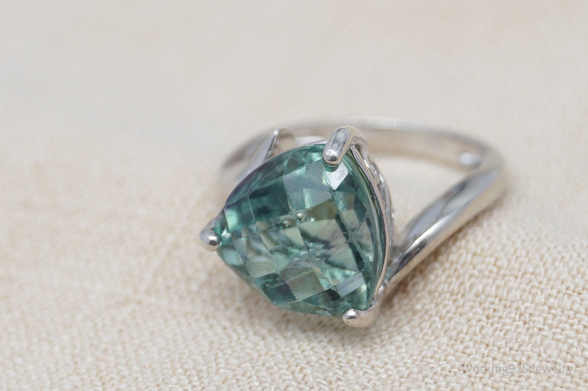 Vintage TGGC Teal Stone Sterling Silver Ring - Size 6.25