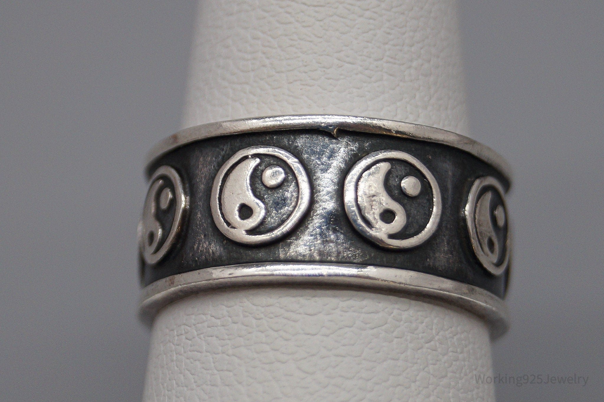 Vintage Yin And Yang Sterling Silver Band Ring - Size 6.5