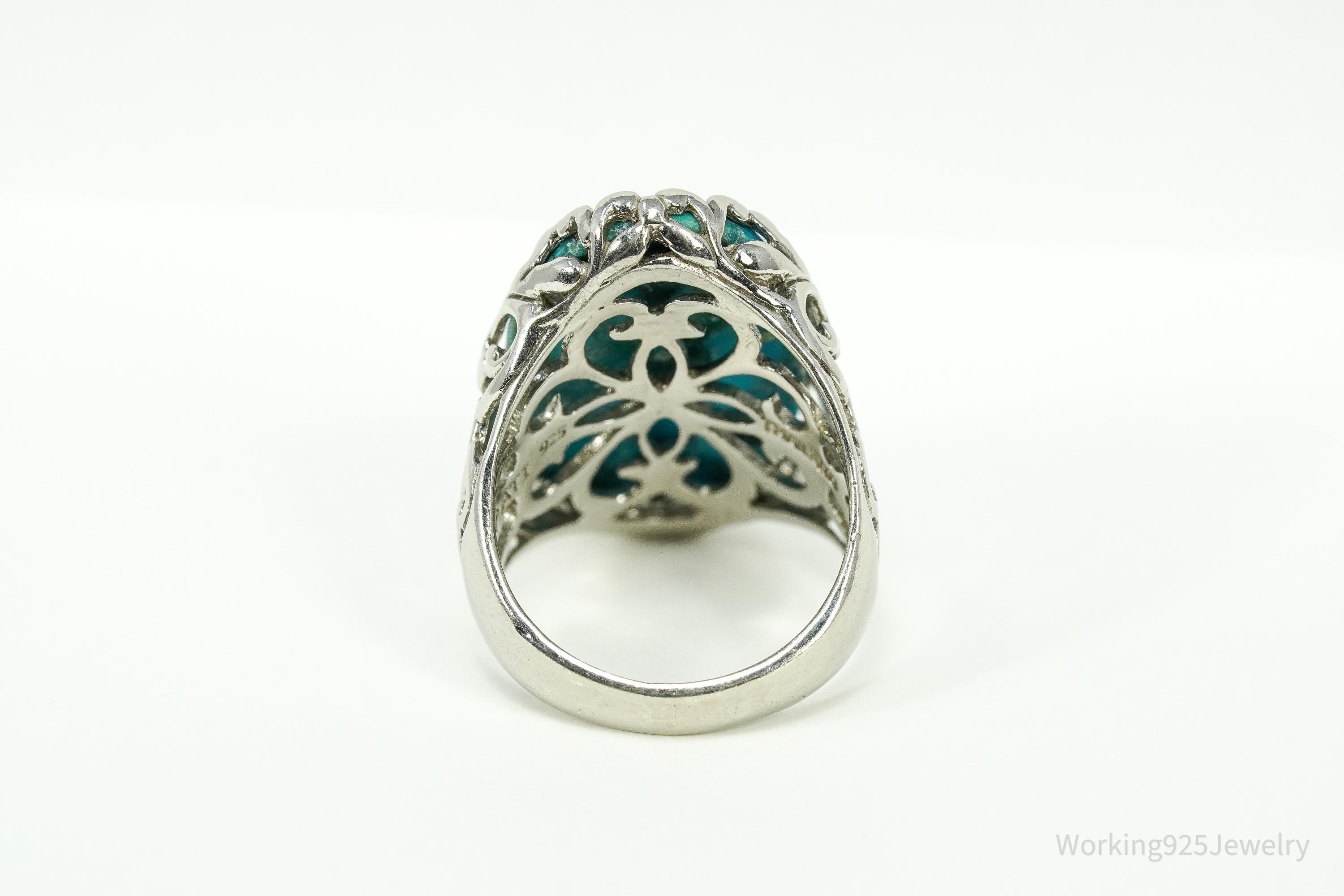 Vintage ATI Large Turquoise Sterling Silver Ring - Size 5.25