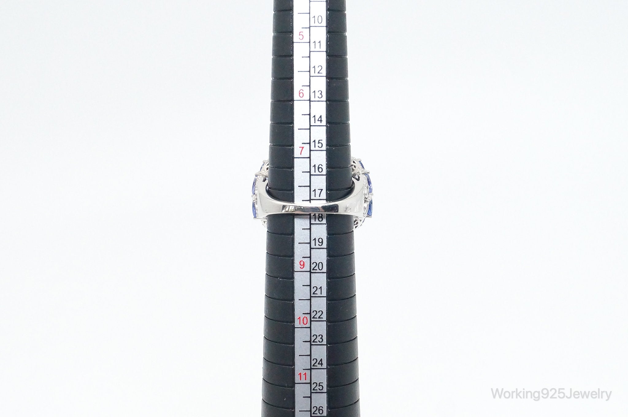 Vintage Iolite 2 Diamond Sterling Silver Ring SZ 8