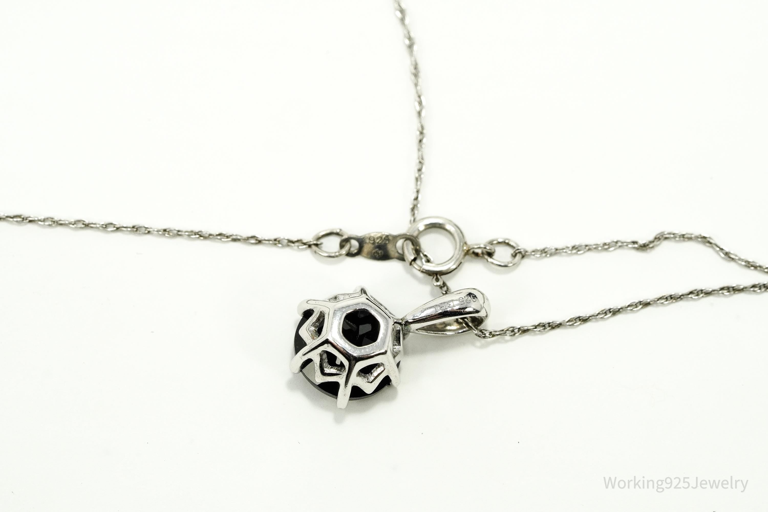 BBJ Black Spinel Rhodium Over Sterling Silver Necklace 17"