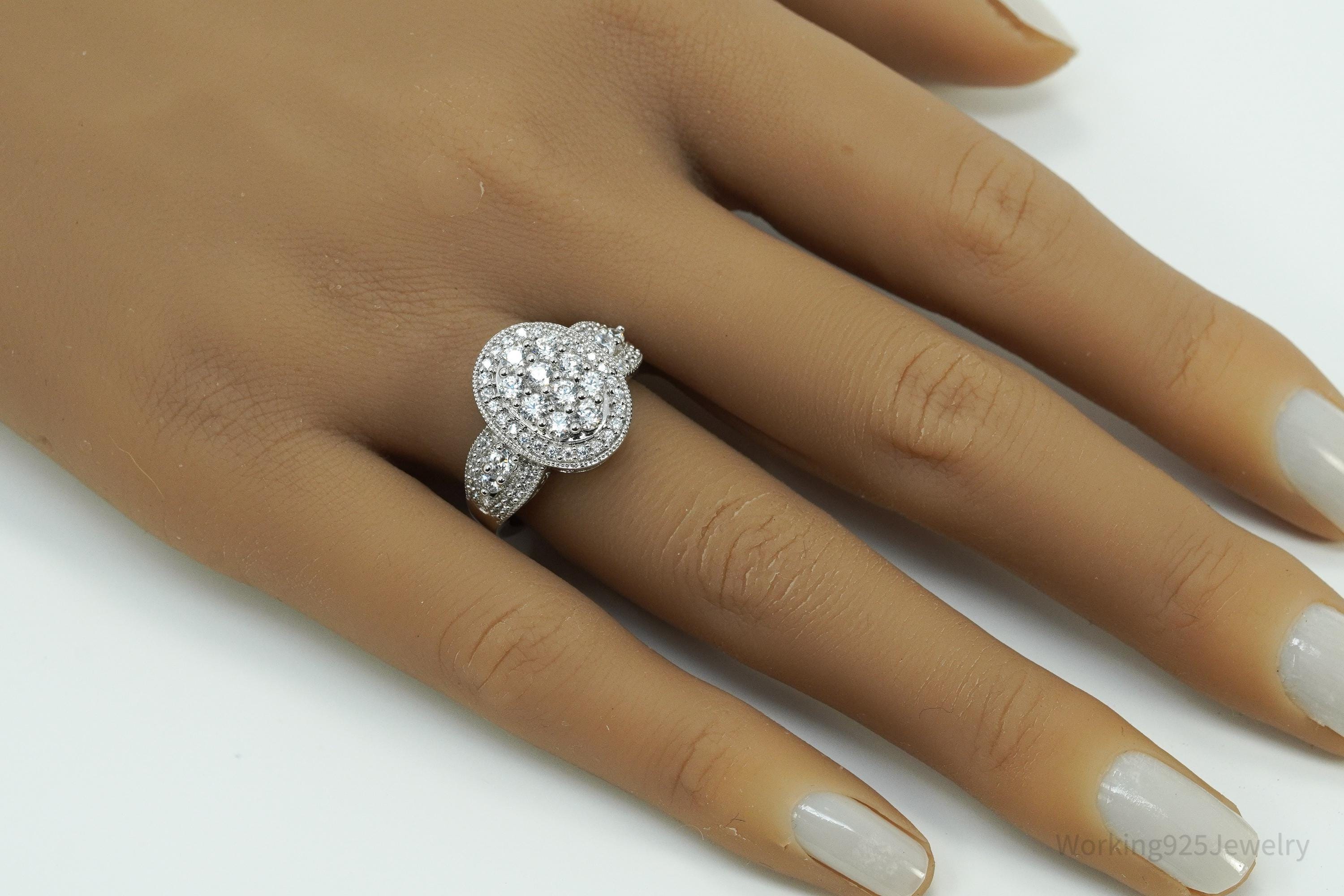 Vintage Cubic Zirconia Sterling Silver Ring - Size 7