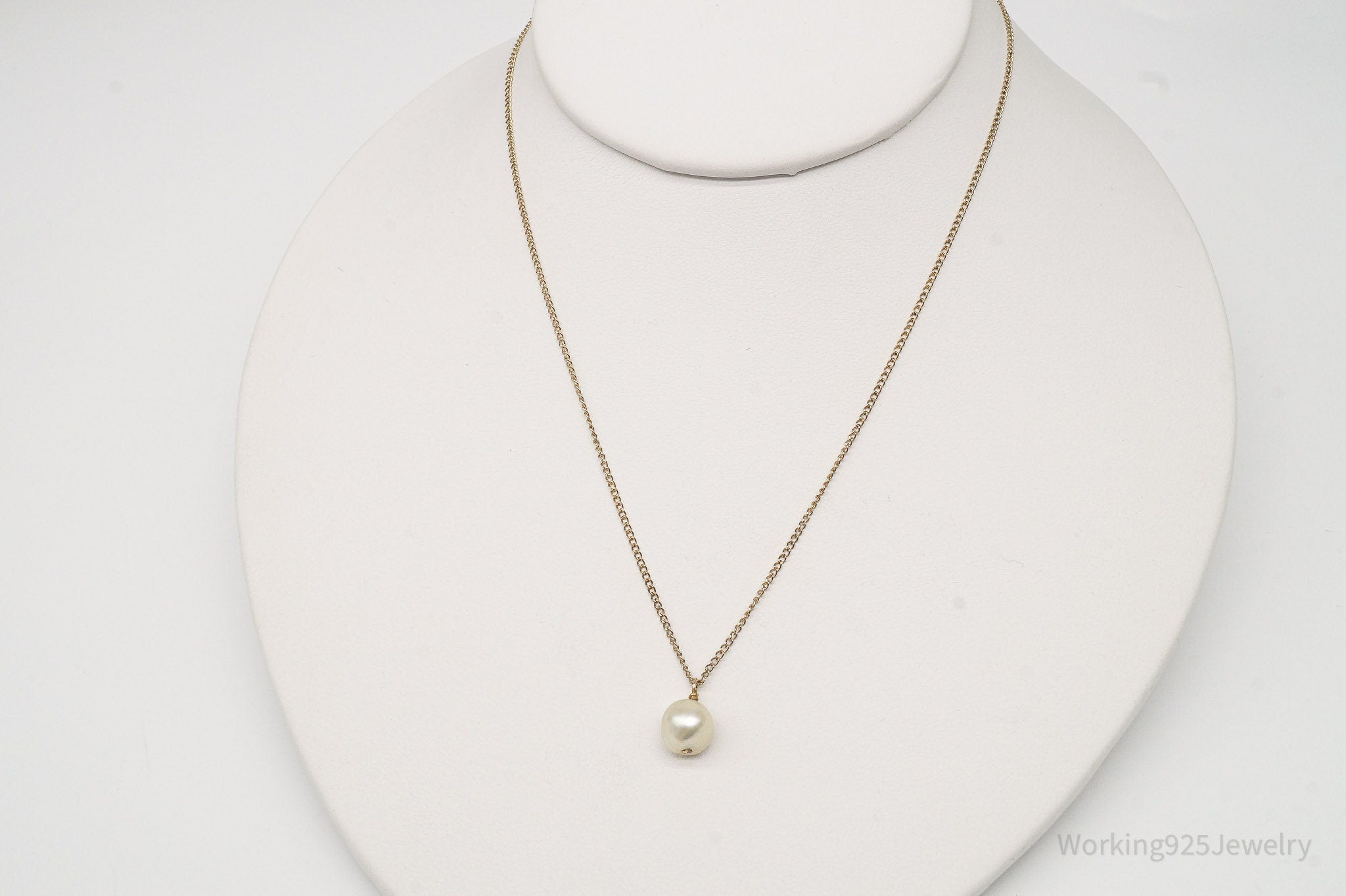 Antique Pearl 12K Gold Filled Chain Link Necklace