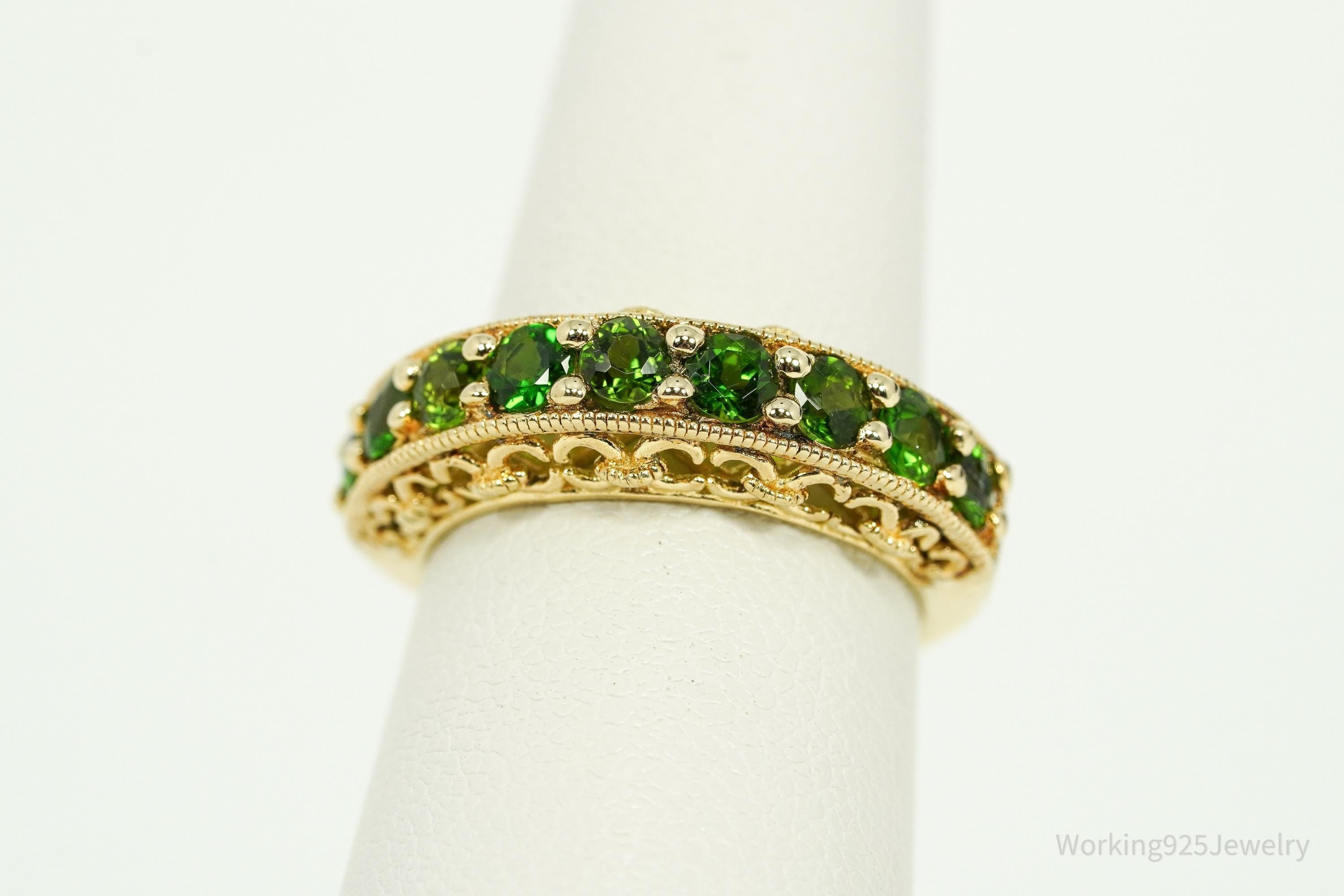 Pinctore Green Chrome Diopside Gold Over Sterling Silver Ring - Size 5