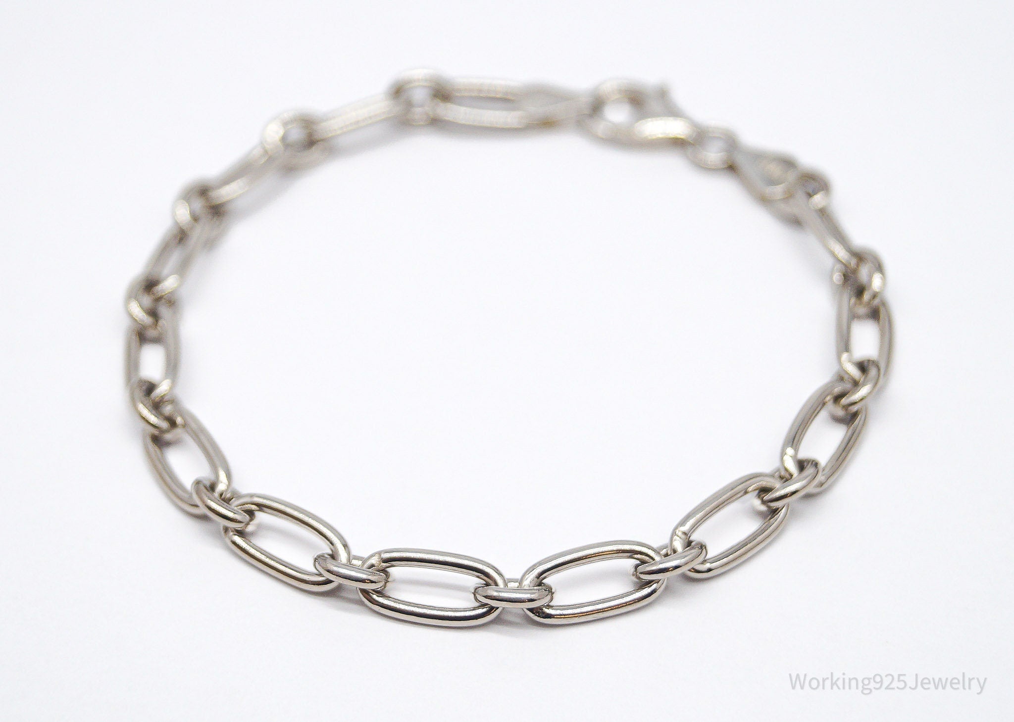 Vintage Italian Chain Link Sterling Silver Bracelet - 7.5"