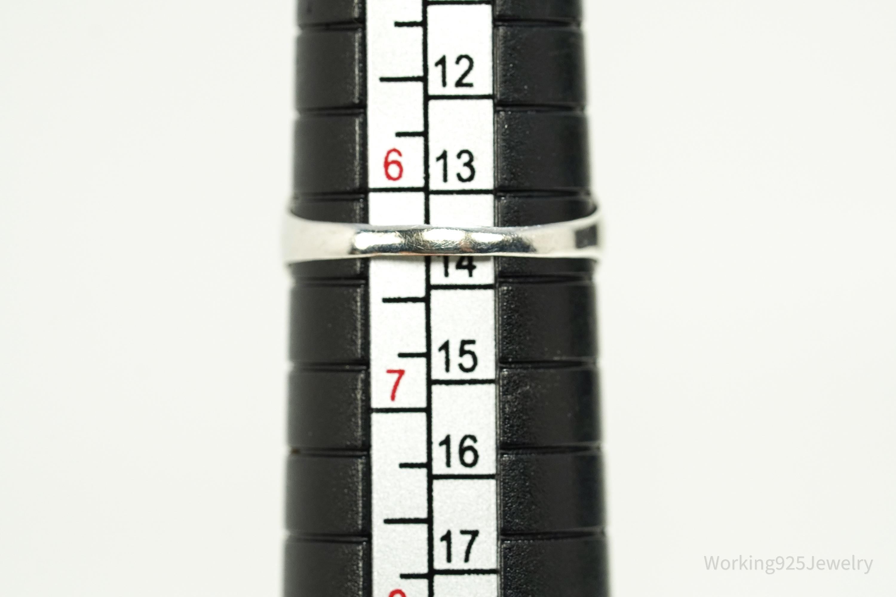 Antique Edwardian Ostby & Barton Agate Sterling Silver Ornate Ring Size 6.25