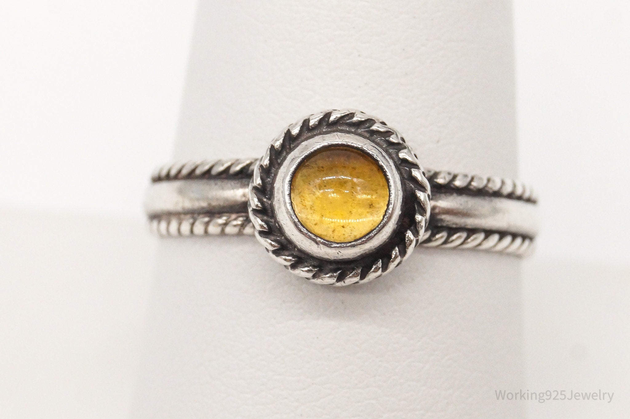 Vintage Citrine Sterling Silver Ring - Size 8.75