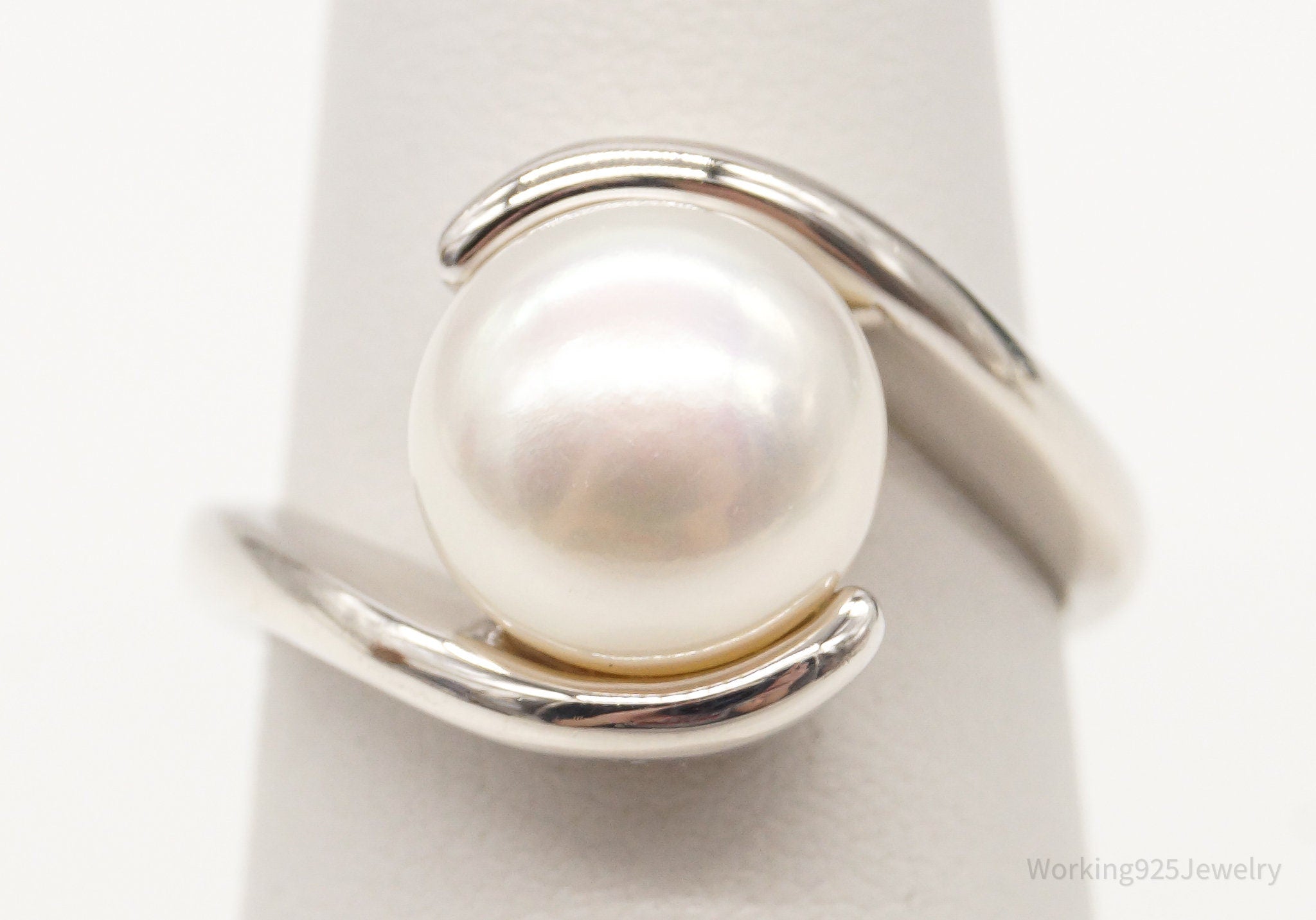 Vintage Pearl Sterling Silver Ring - Size 6