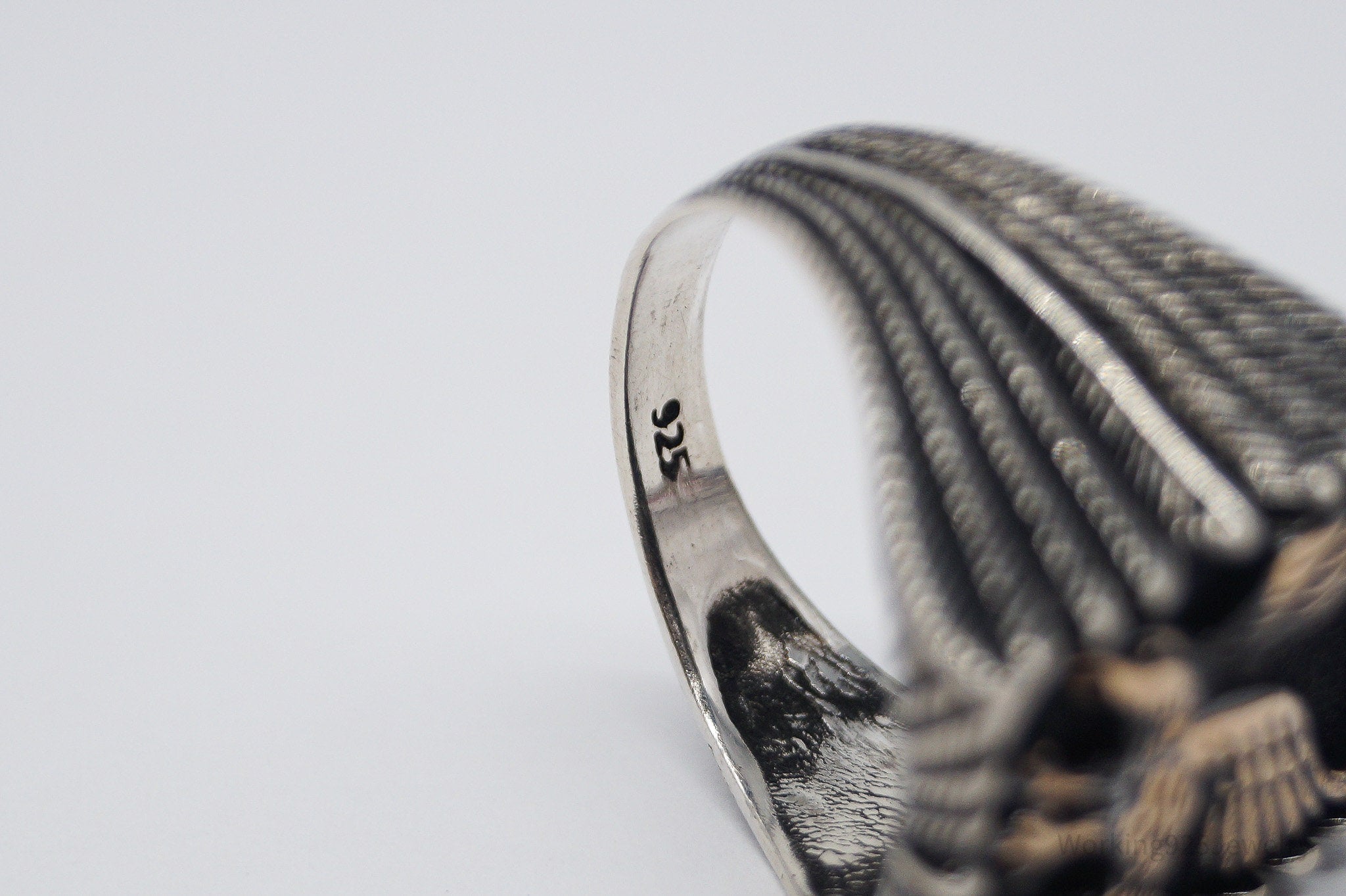 Vintage Eagle Two Tone Sterling Silver Ring - Size 13