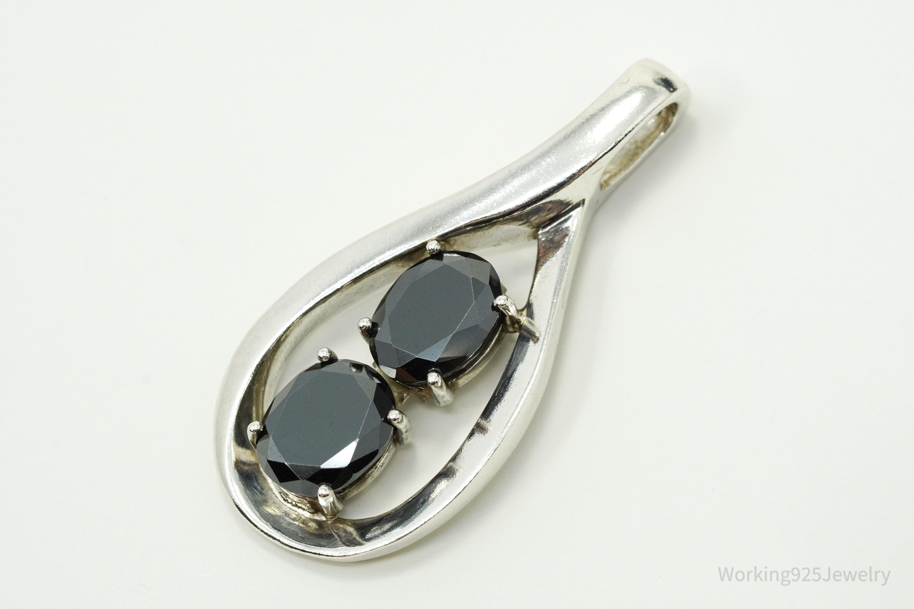 Vintage Hematite Sterling Silver Pendant