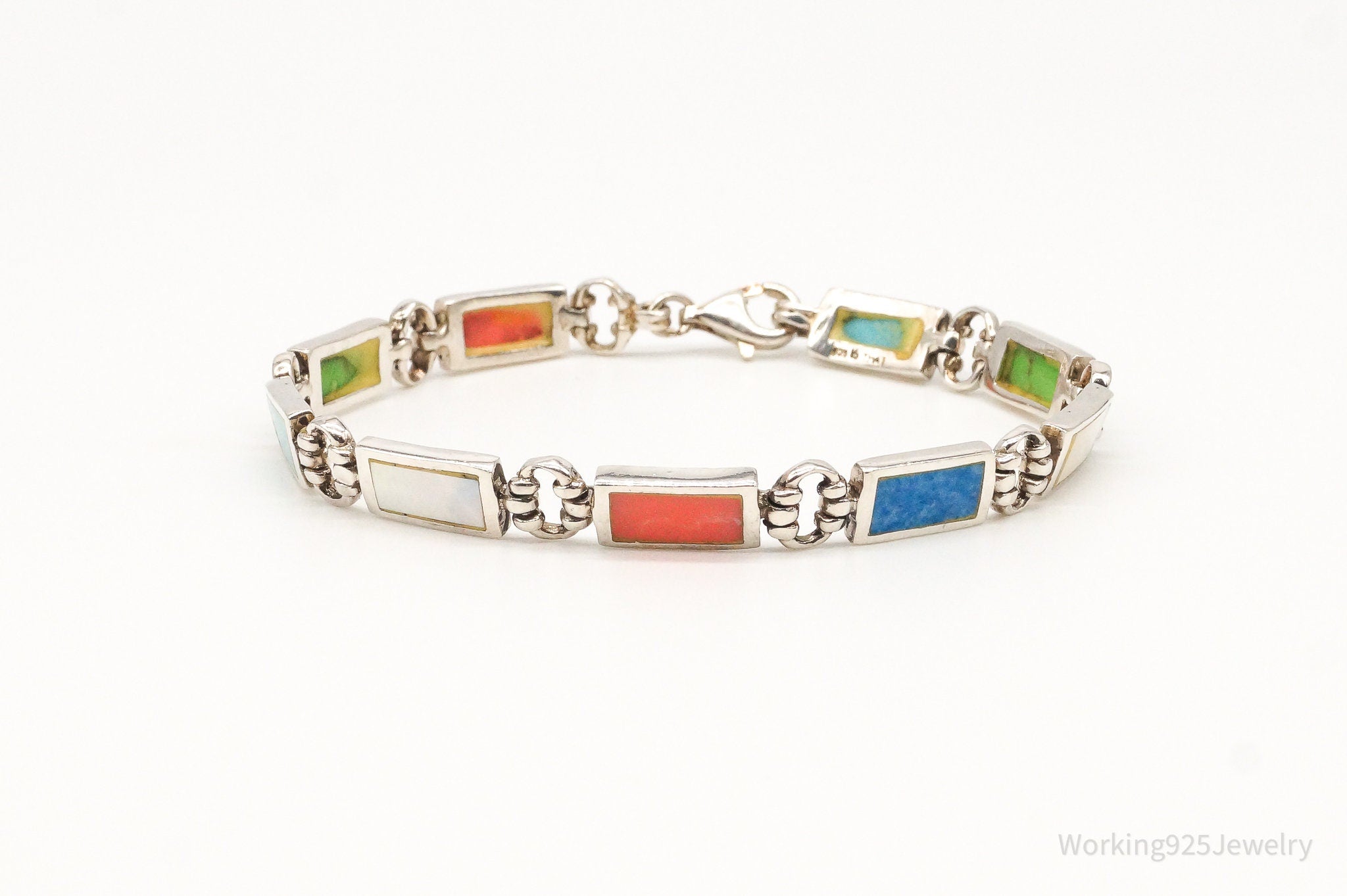 Vintage Multi Gem Sterling Silver Bracelet