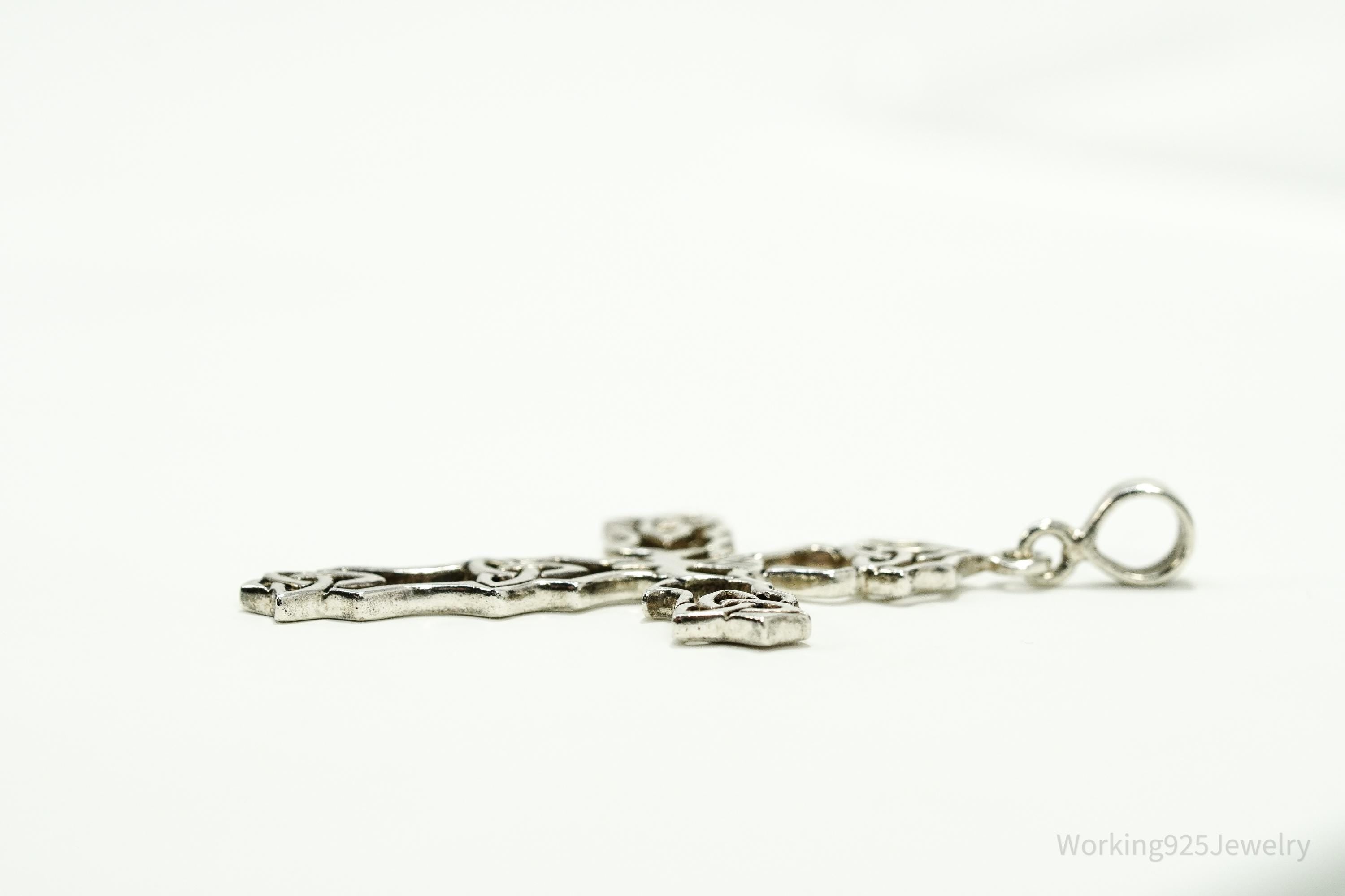 Vintage Large Celtic Sterling Silver Pendant 2.5"