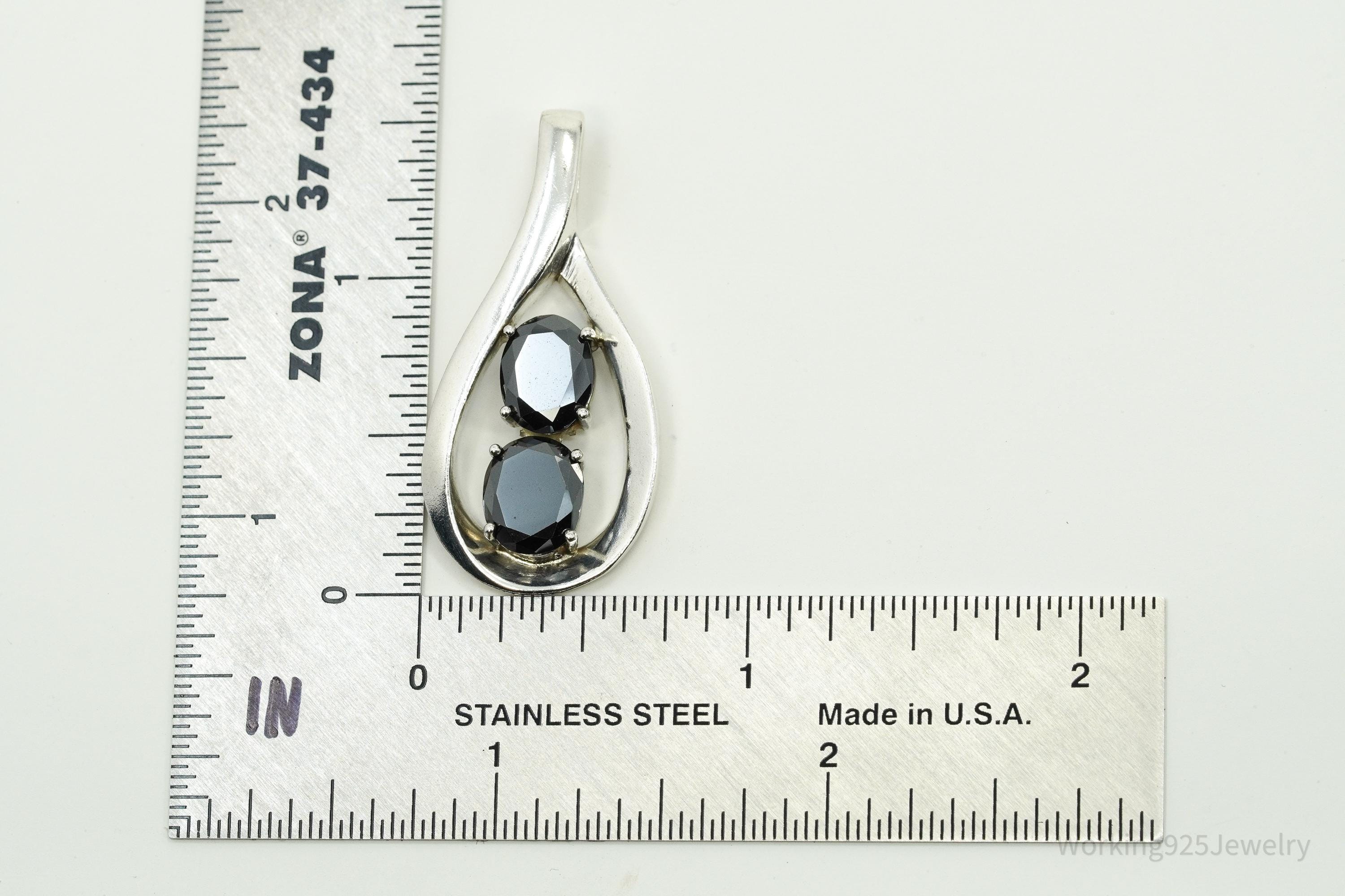 Vintage Hematite Sterling Silver Pendant