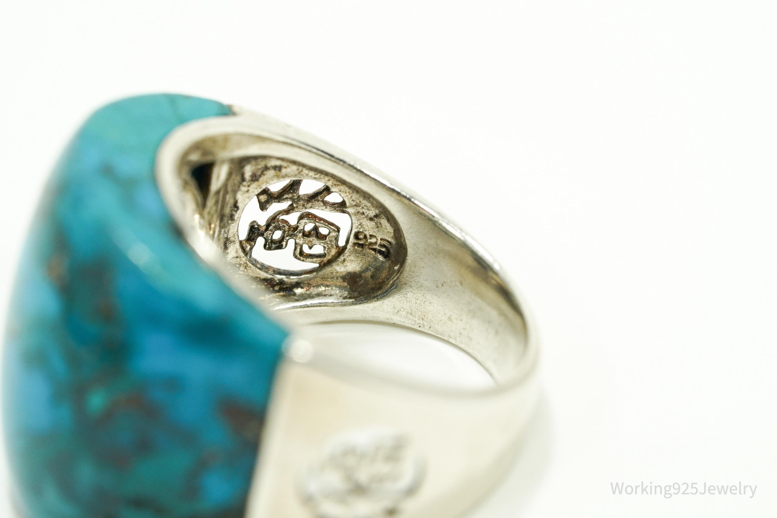 Designer Roz Kwan Turquoise Sterling Silver Ring - Size 9.25