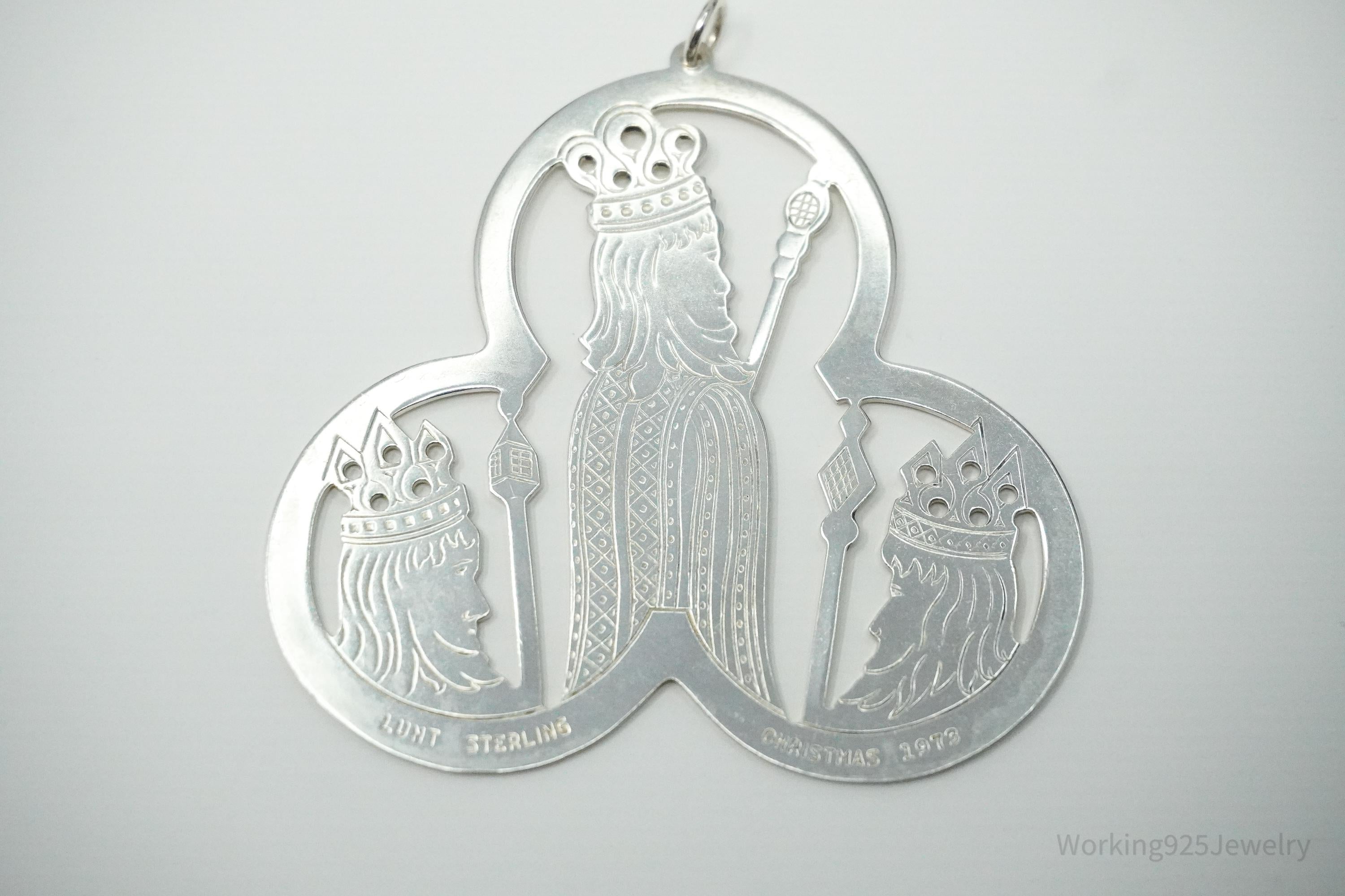 Vintage LUNT 1973 Christmas Sterling Silver Tree Ornament Pendant