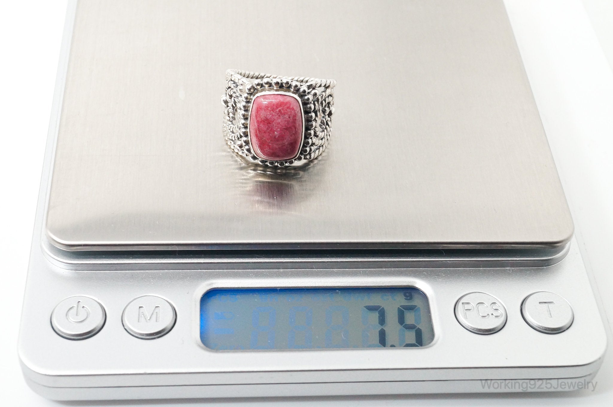 Vintage Southwestern Style Thulite Sterling Silver Ring - Size 9.25