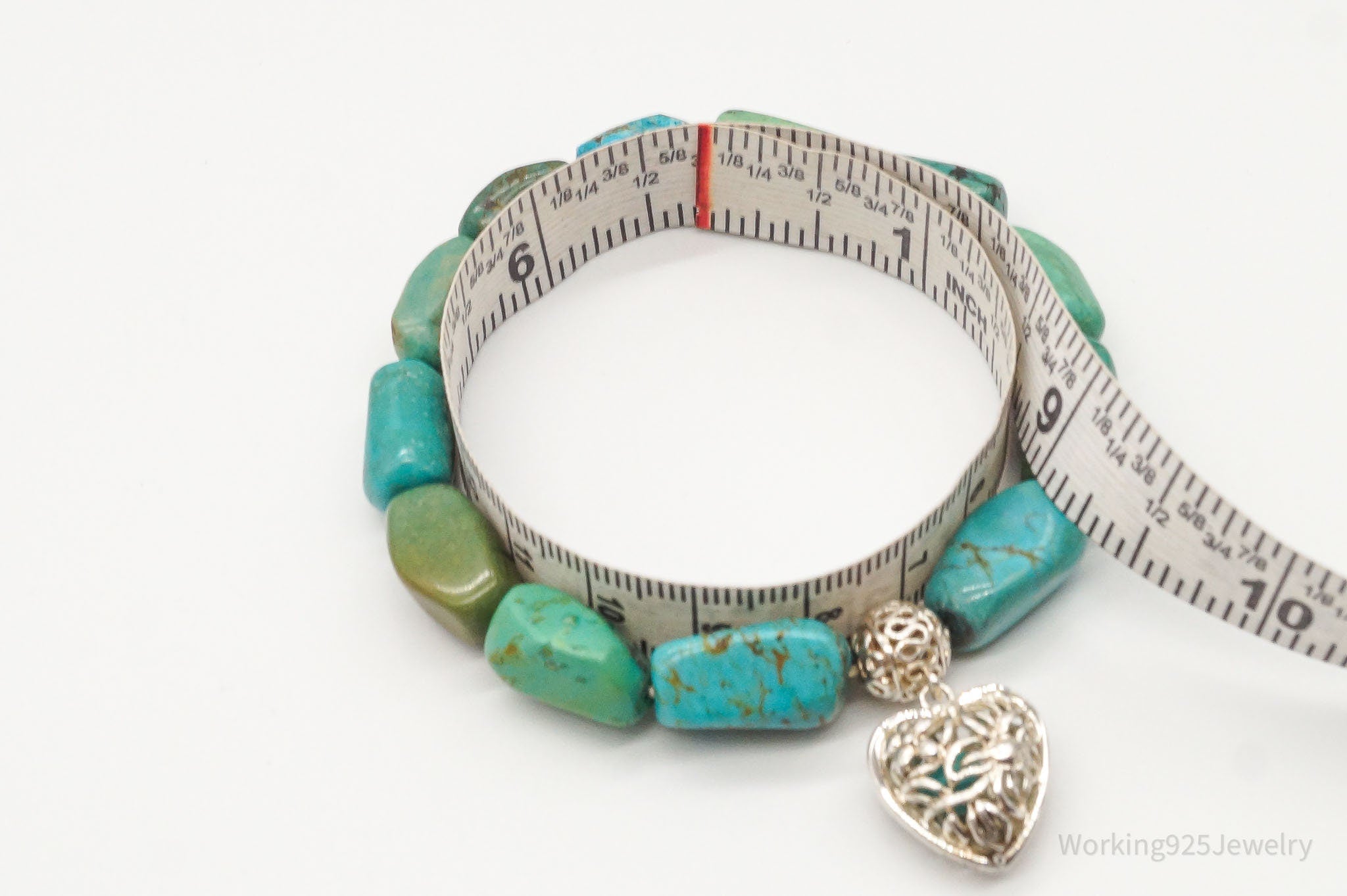 Vintage Whitney Kelly Turquoise Southwestern Sterling Silver Stretch Bracelet