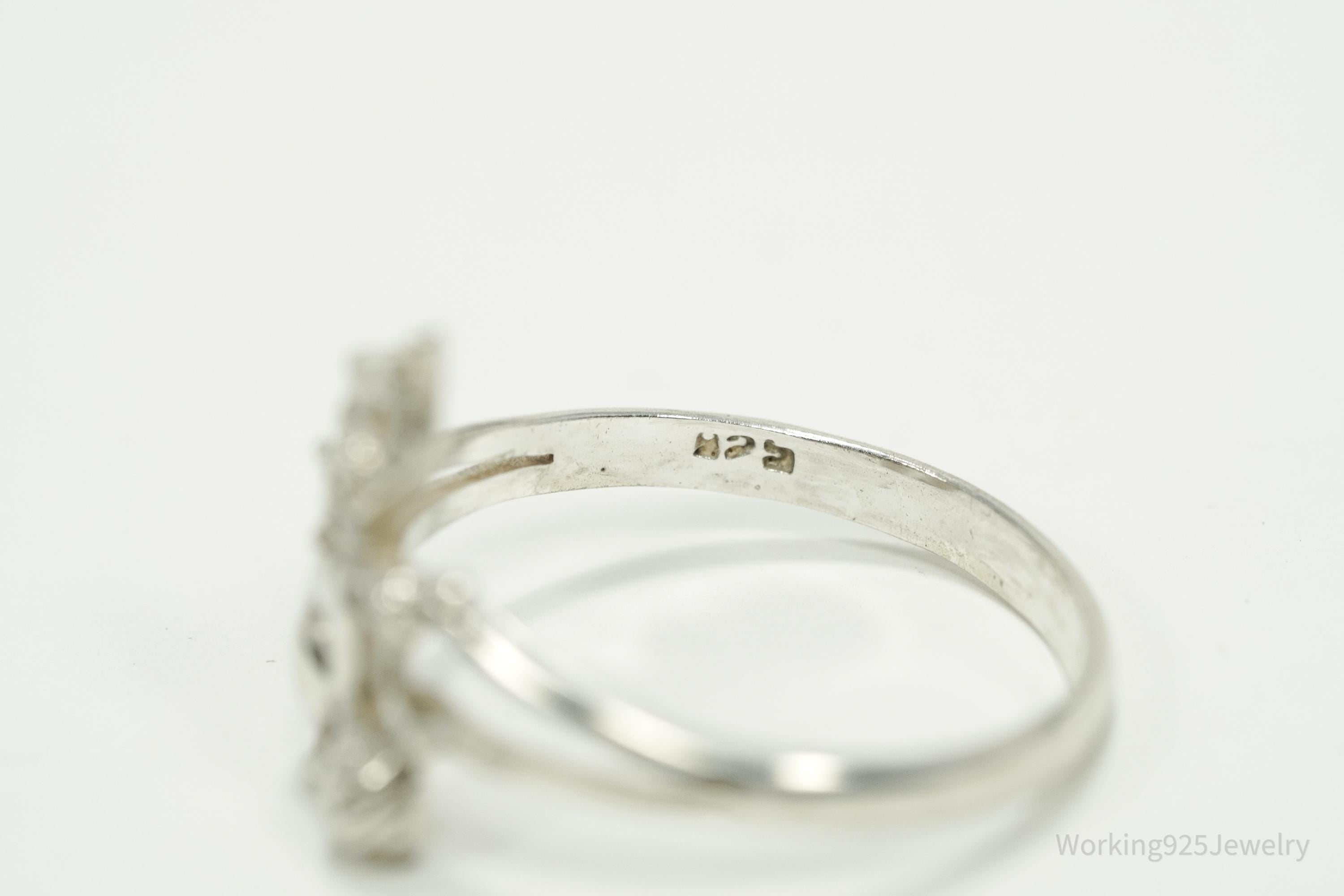 Vintage Cat & Yarn Sterling Silver Ring - Size 9.25