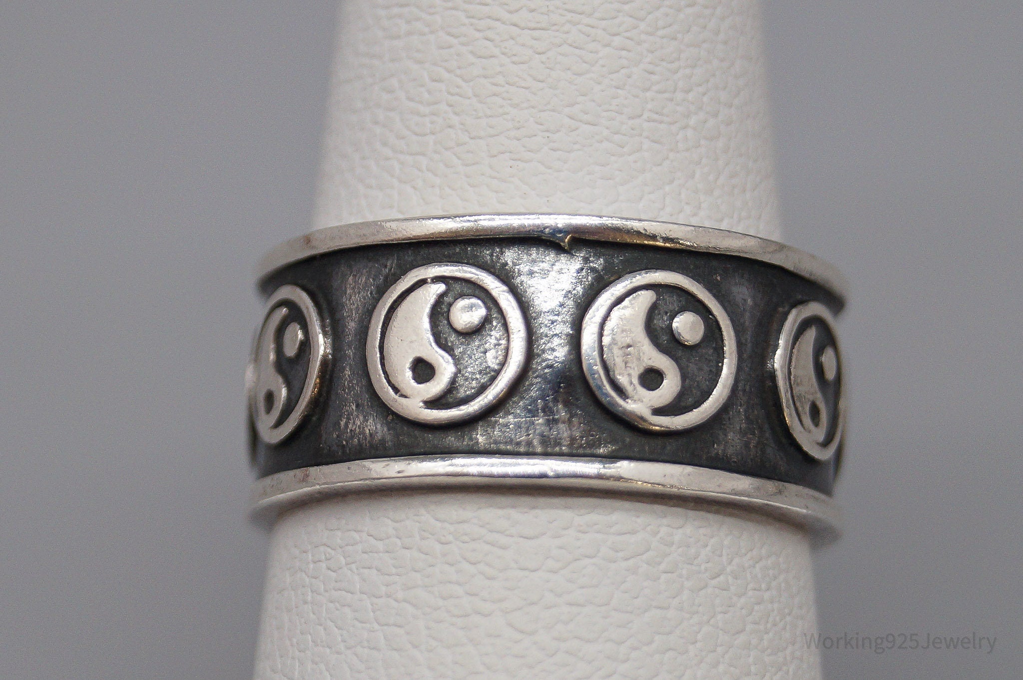 Vintage Yin And Yang Sterling Silver Band Ring - Size 6.5