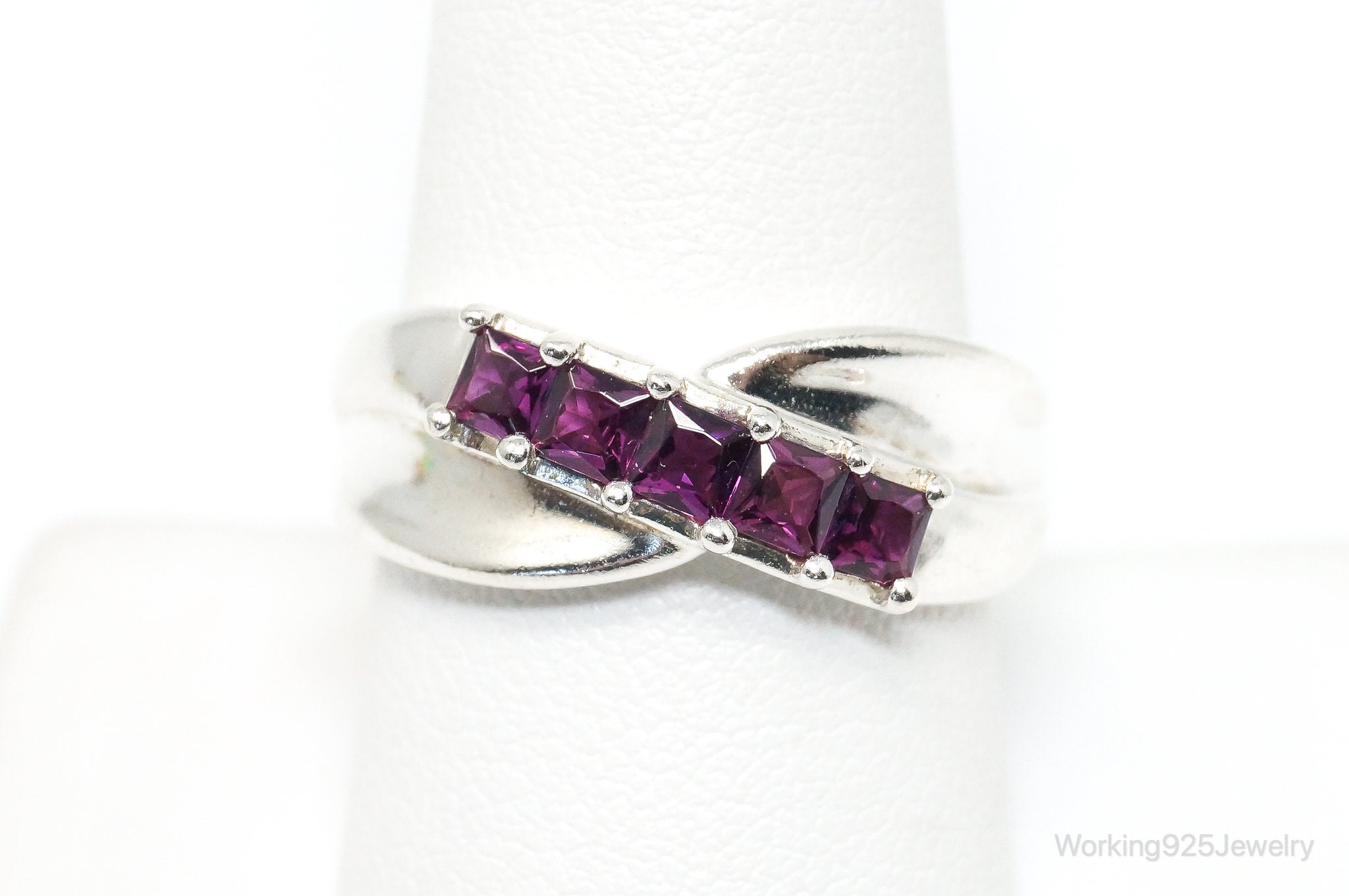 Vintage Violet Purple Topaz Sterling Silver Ring SZ 8.75