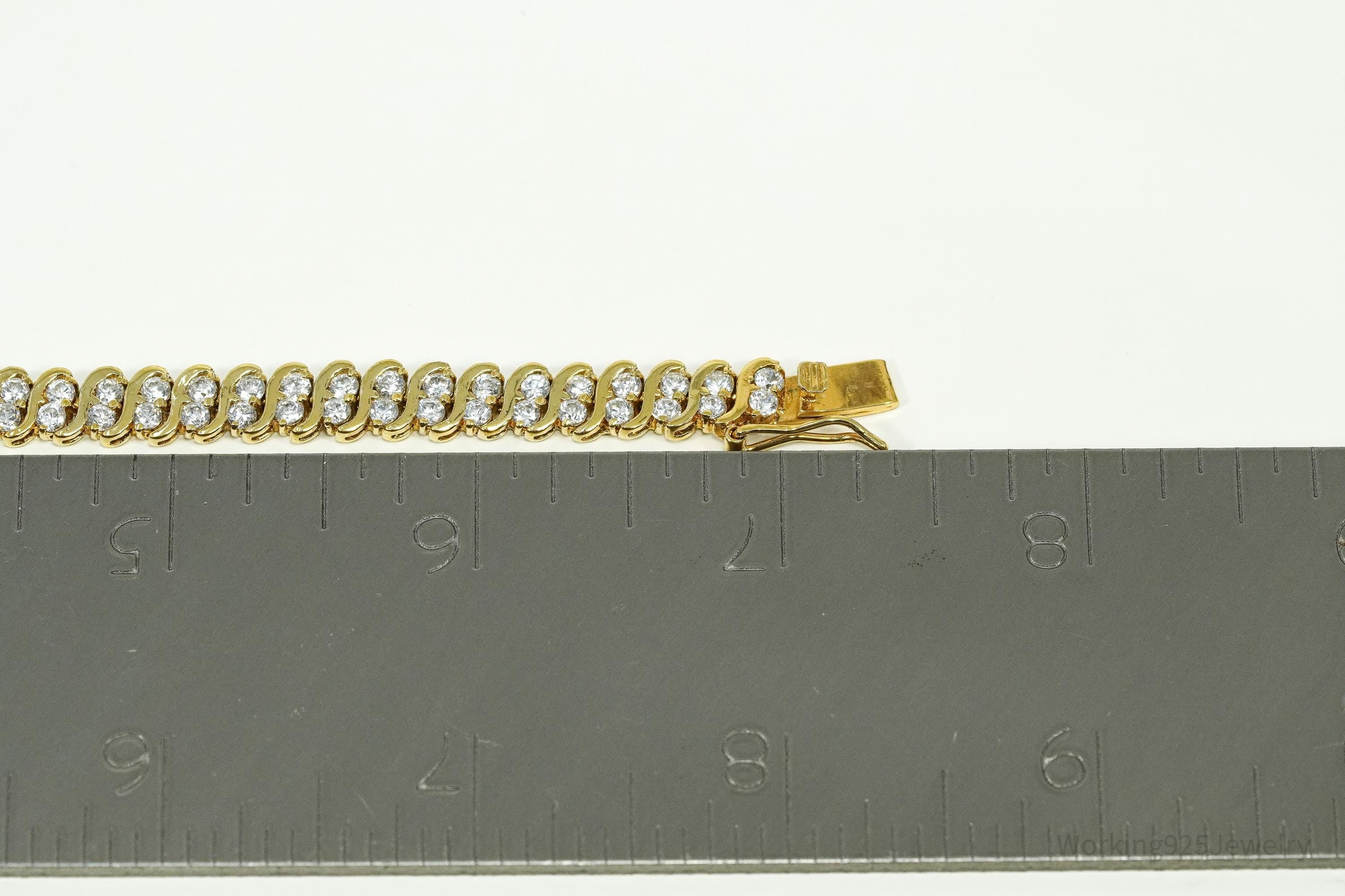 Vintage Designer DBJ Cubic Zirconia Gold Vermeil Sterling Silver Bracelet