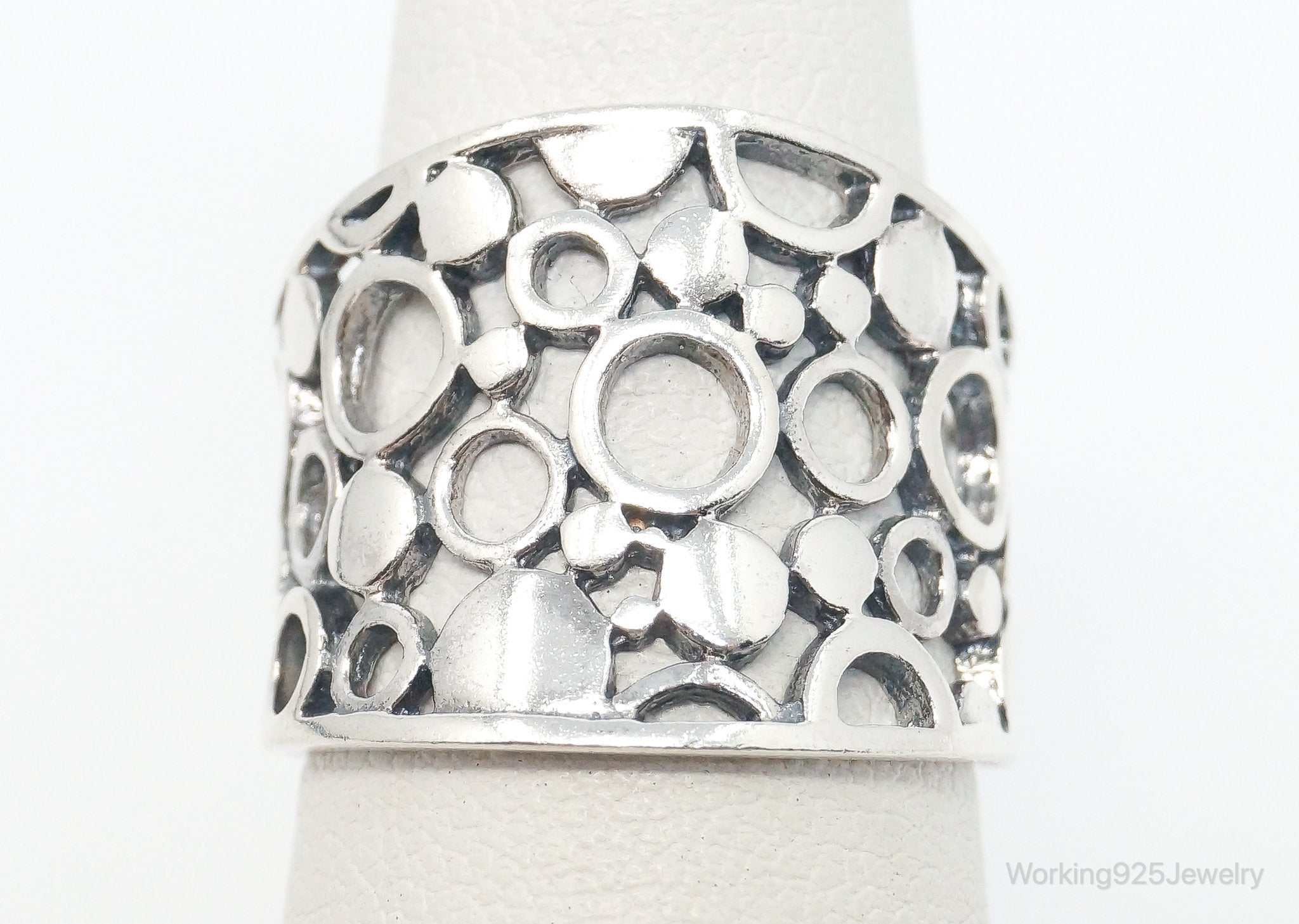 Vintage Modernist Circles Sterling Silver Ring Size 5.25