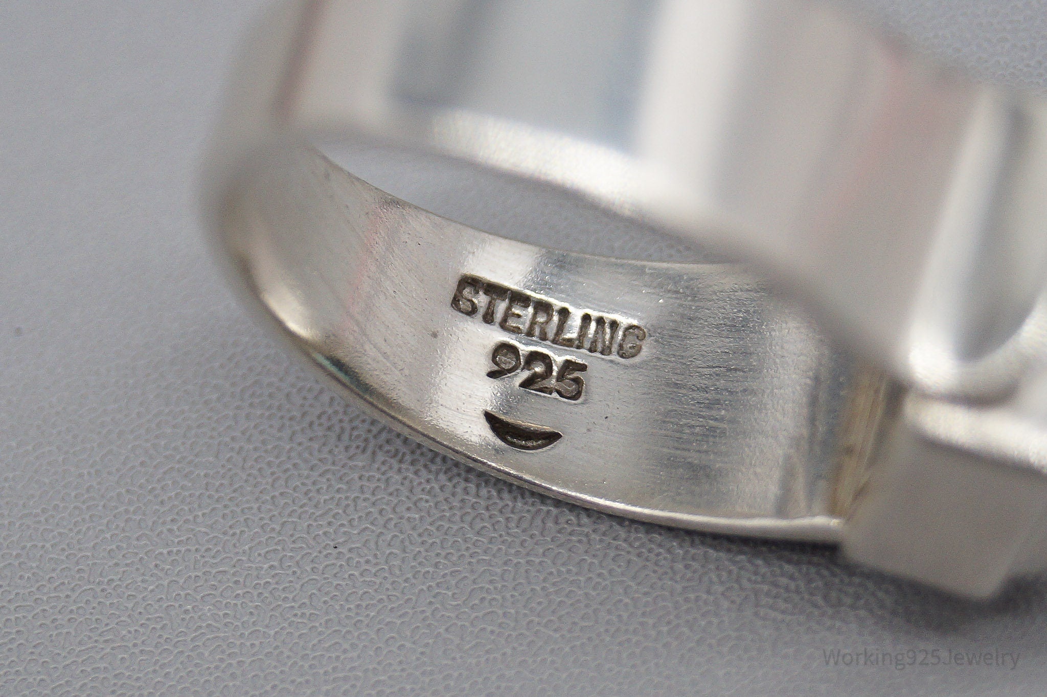 Vintage Blue Topaz Modernist Style Sterling Silver Ring - Size 7