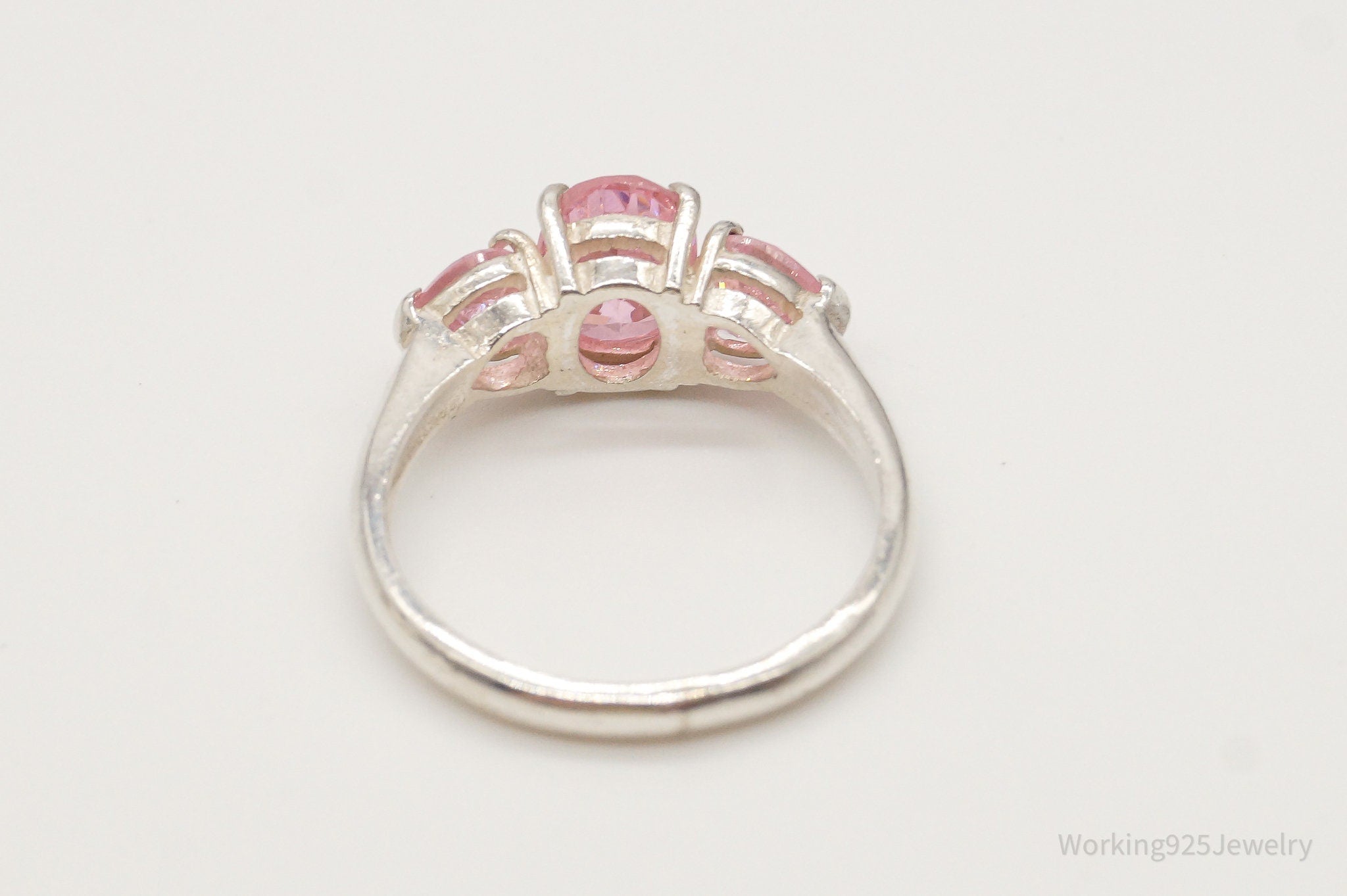 Vintage Pink Cubic Zirconia Sterling Silver Ring - Size 7