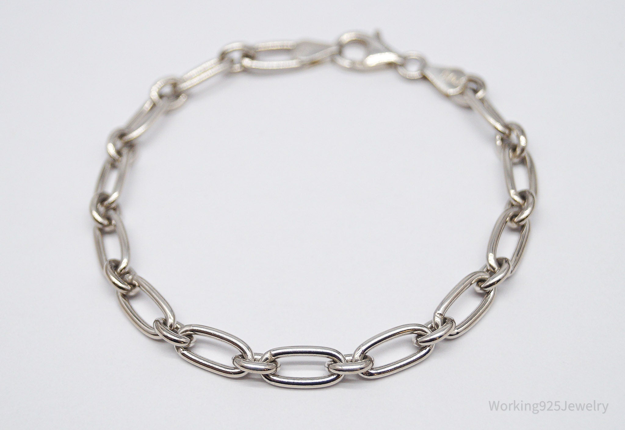 Vintage Italian Chain Link Sterling Silver Bracelet - 7.5"