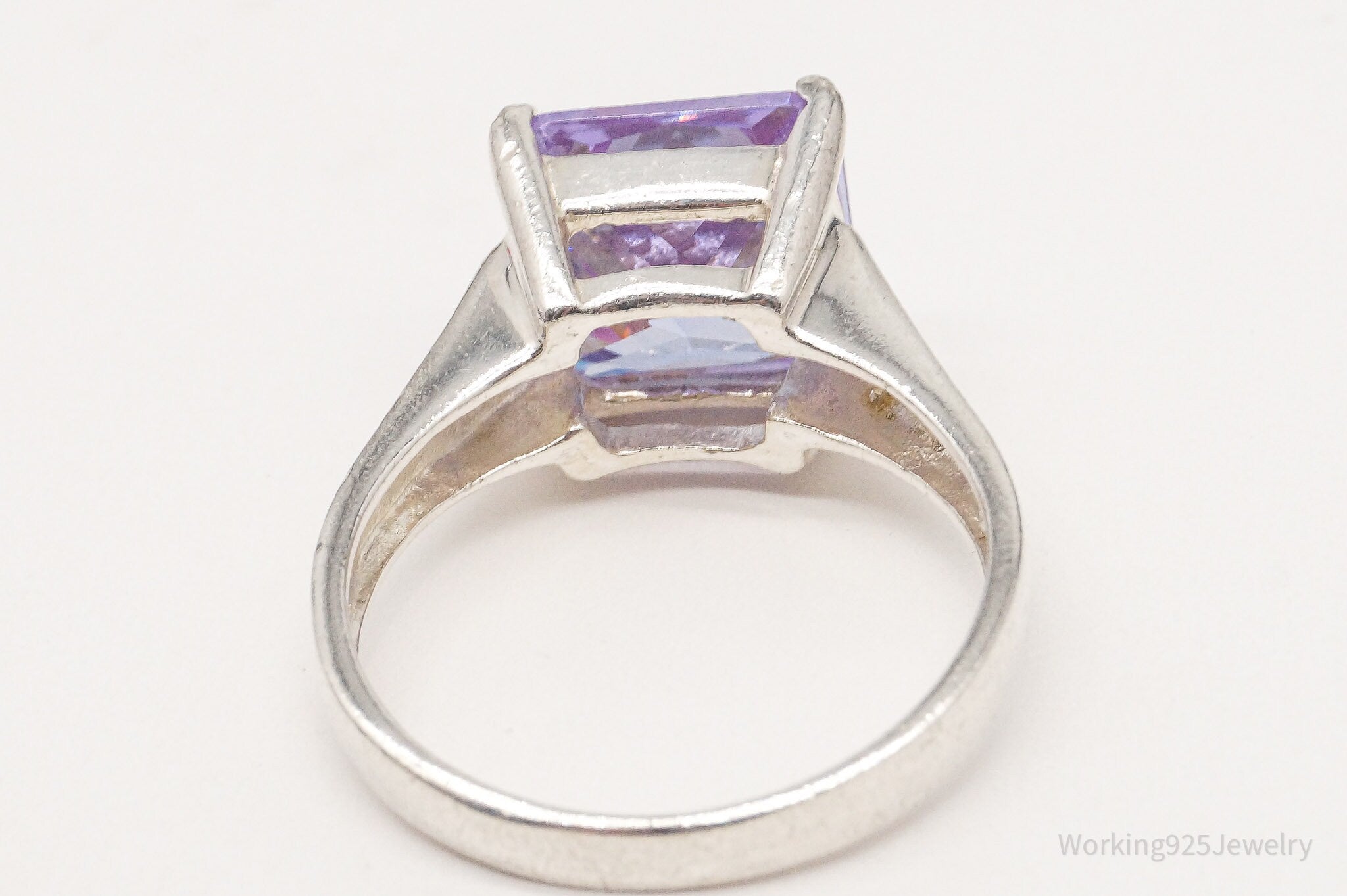 Vintage Purple Cubic Zirconia Sterling Silver Ring - Size 7