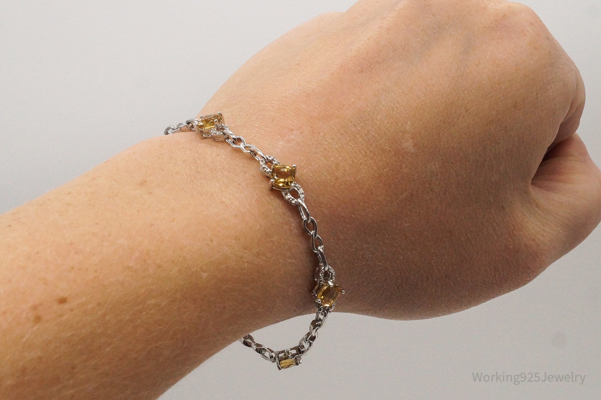 Vintage Citrine Sterling Silver Bracelet