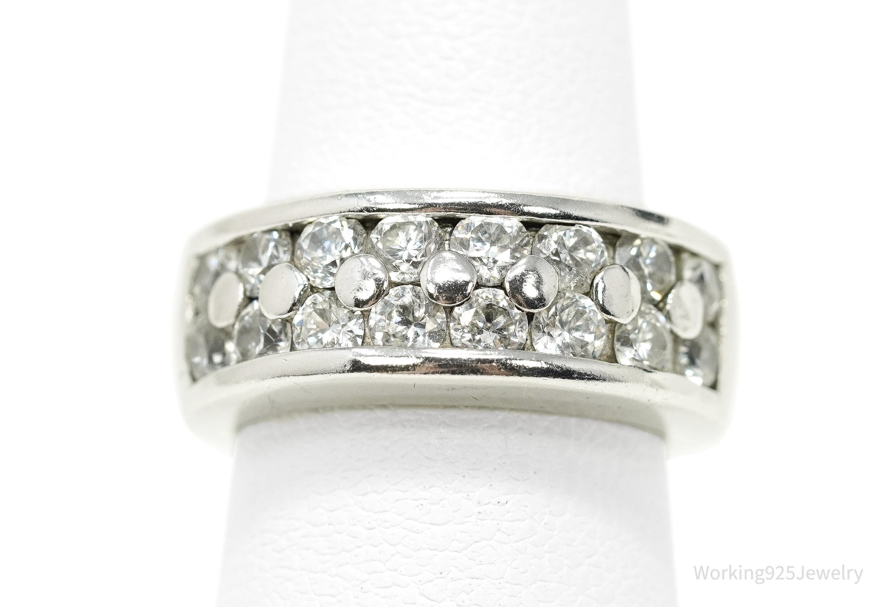 Vintage Cubic Zirconia Sterling Silver Ring - Size 6