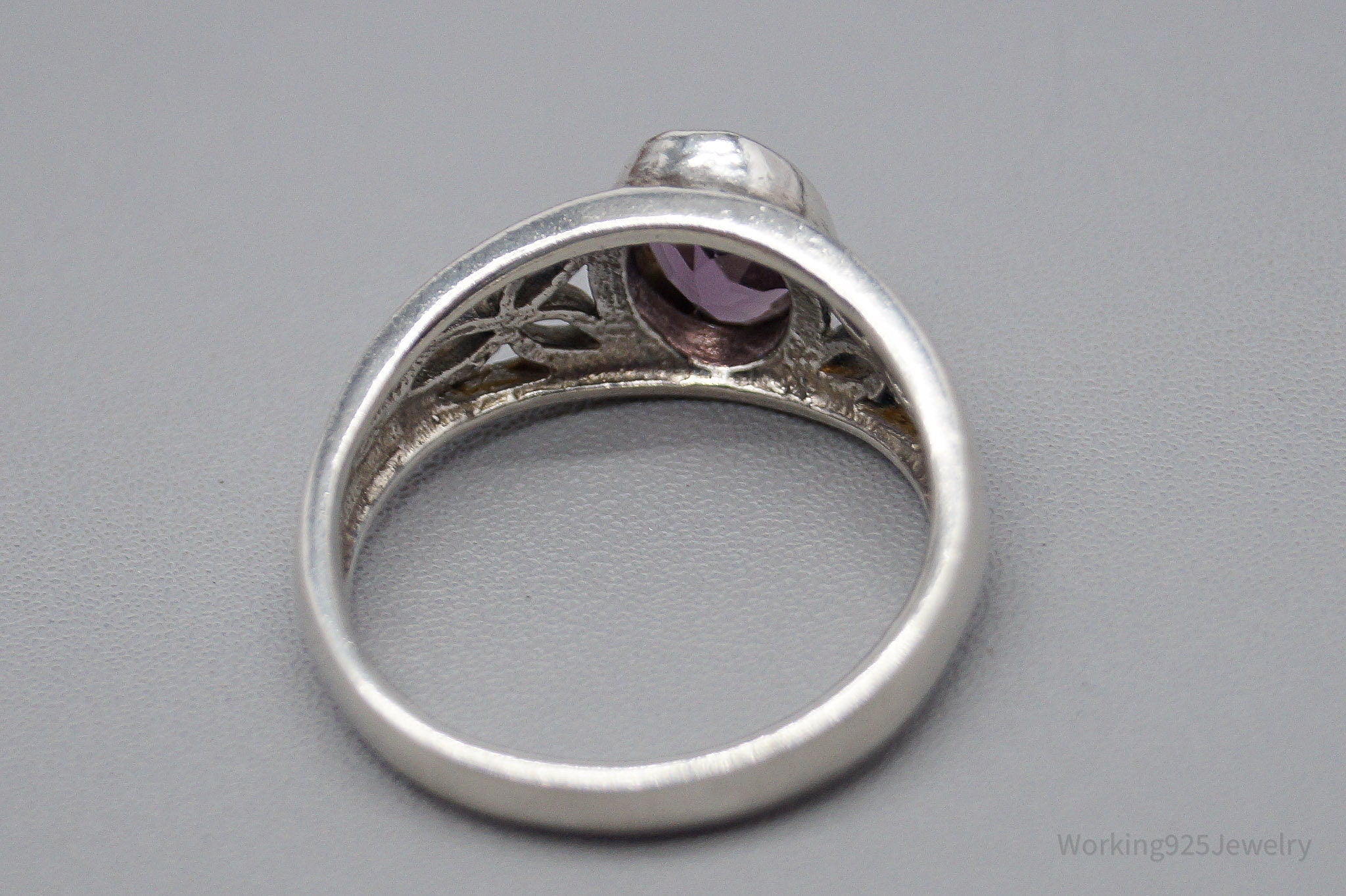 Vintage Amethyst Trinity Celtic Knot Sterling Silver Ring - Size 7