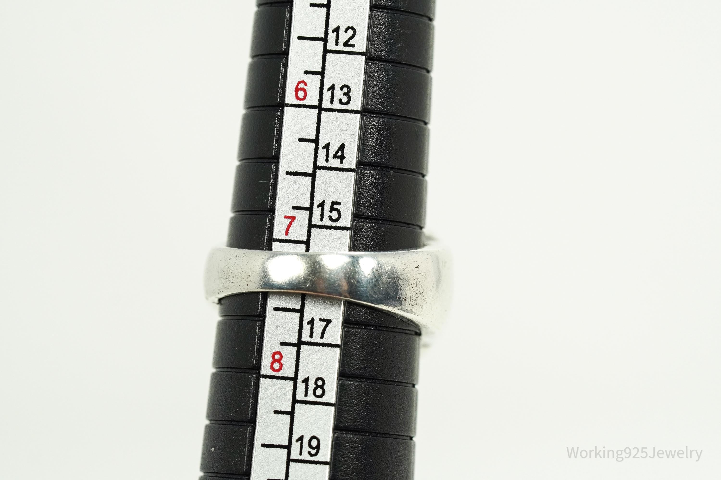 Vintage Blue Cubic Zirconia Sterling Silver Ring - Size 7.25