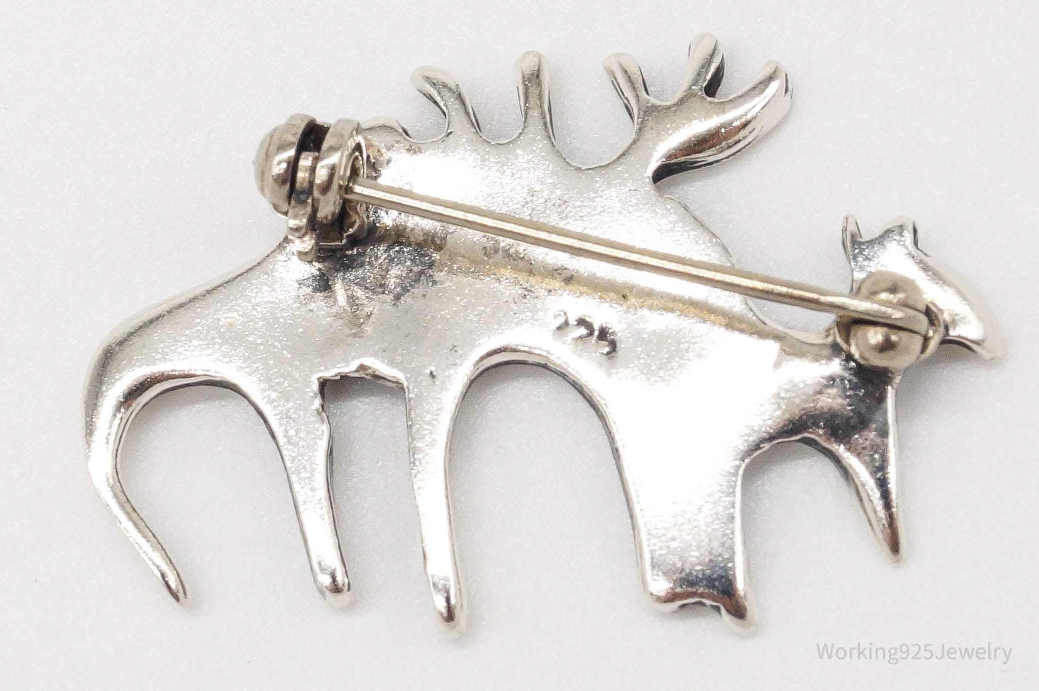 Vintage Moose Family Sterling Silver Brooch Pin