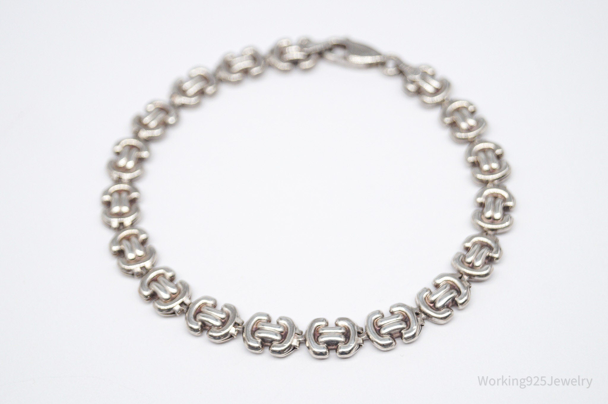 Vintage Italian Designer Sterling Silver Bracelet - 7 3/8"