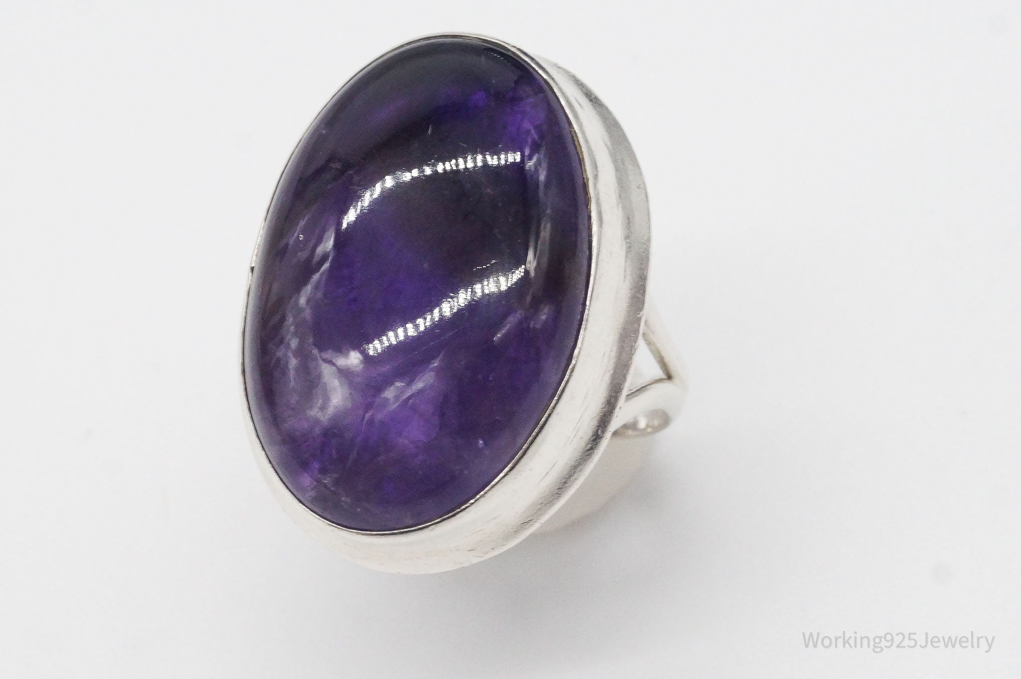 Vintage Large Amethyst Sterling Silver Ring - Size 9