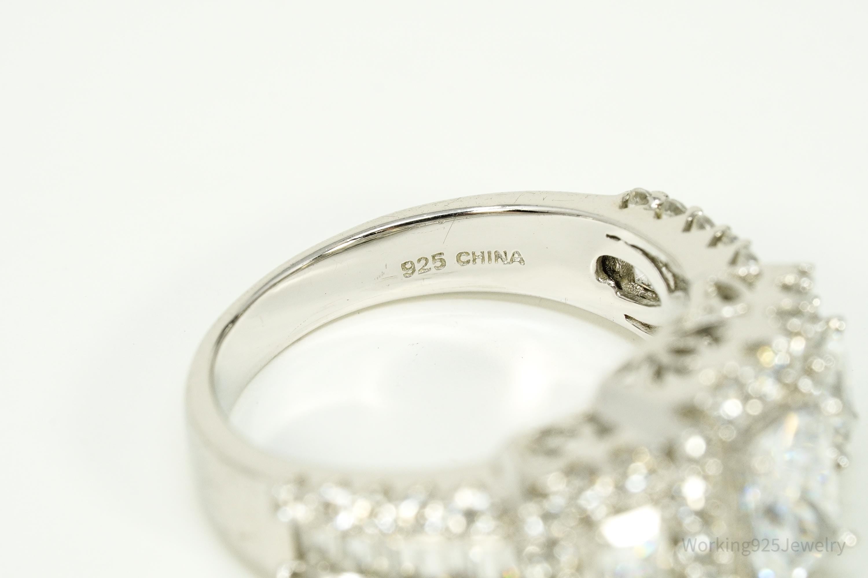 Vintage Cubic Zirconia Sterling Silver Ring Size 9