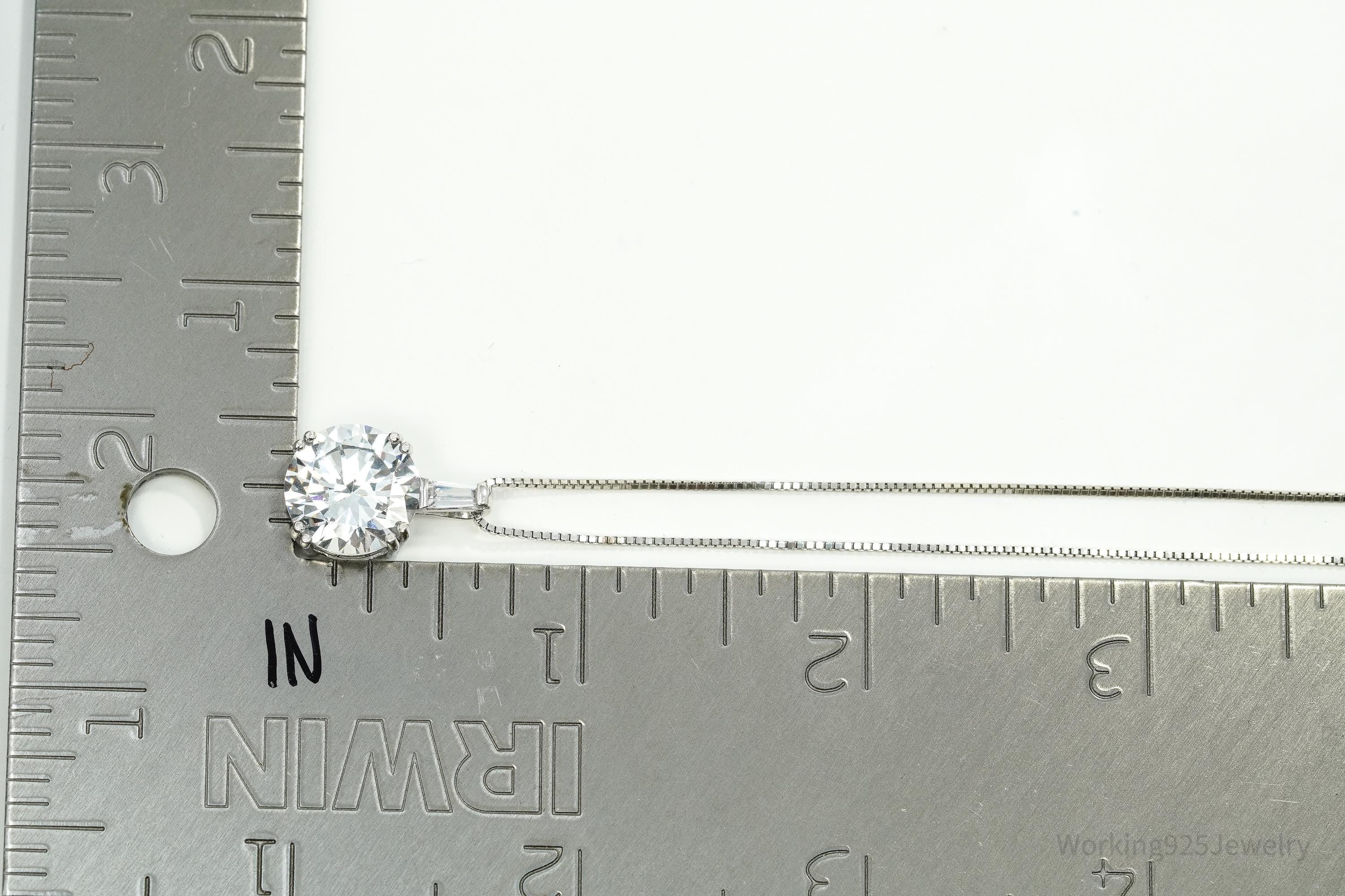 Vintage Large Cubic Zirconia Sterling Silver Necklace 18"