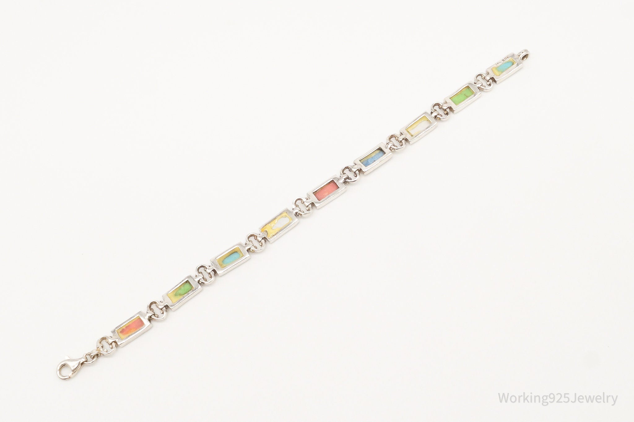 Vintage Multi Gem Sterling Silver Bracelet