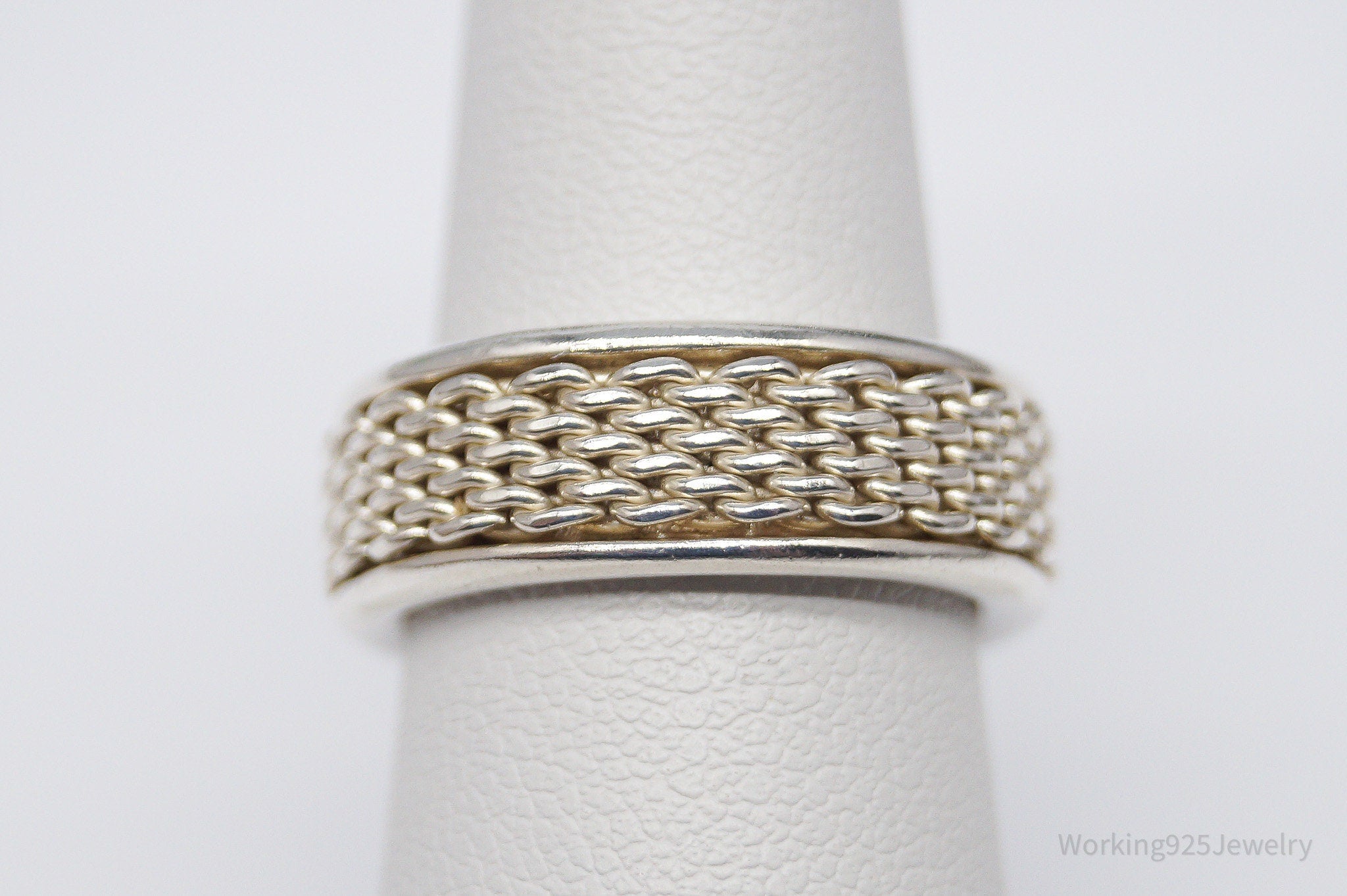 Vintage Espo Sig Chainlink Sterling Silver Band Ring - Size 6