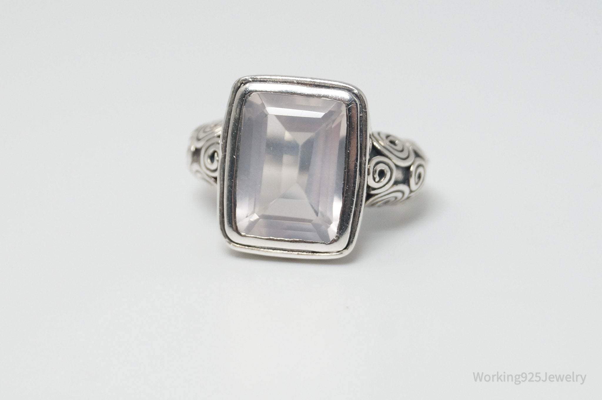 Vintage White Topaz Sterling Silver Statement Ring - Sz 6.5