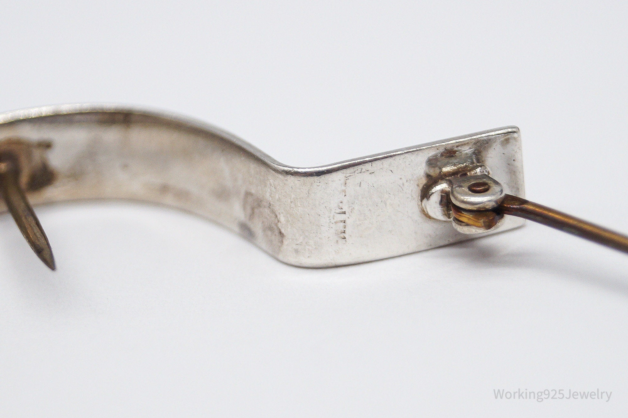 Antique Large Sterling Silver Tussie Mussie Posey Holder Boutonniere Brooch Pin