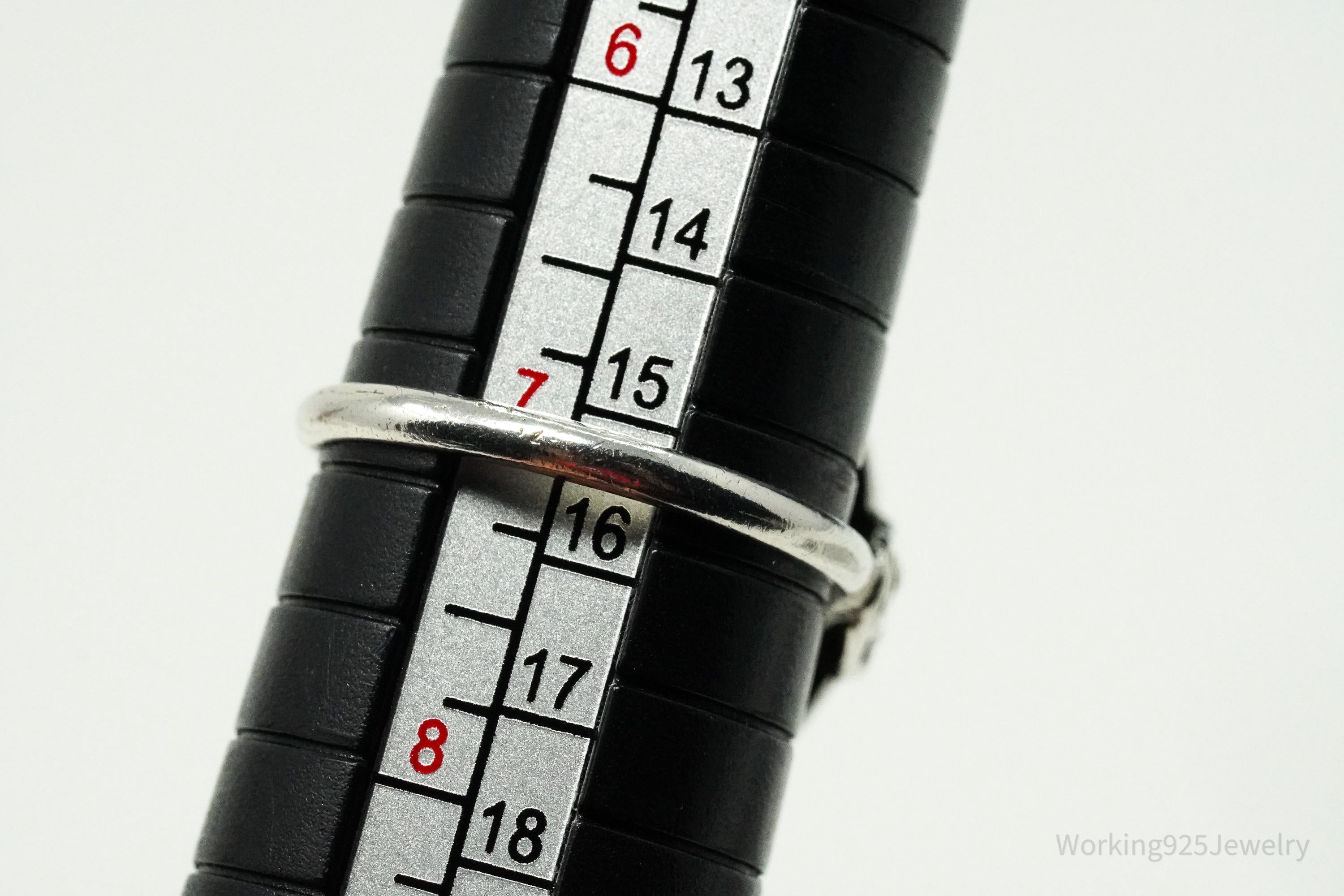 Vintage Amber Sterling Silver Ring - Size 7