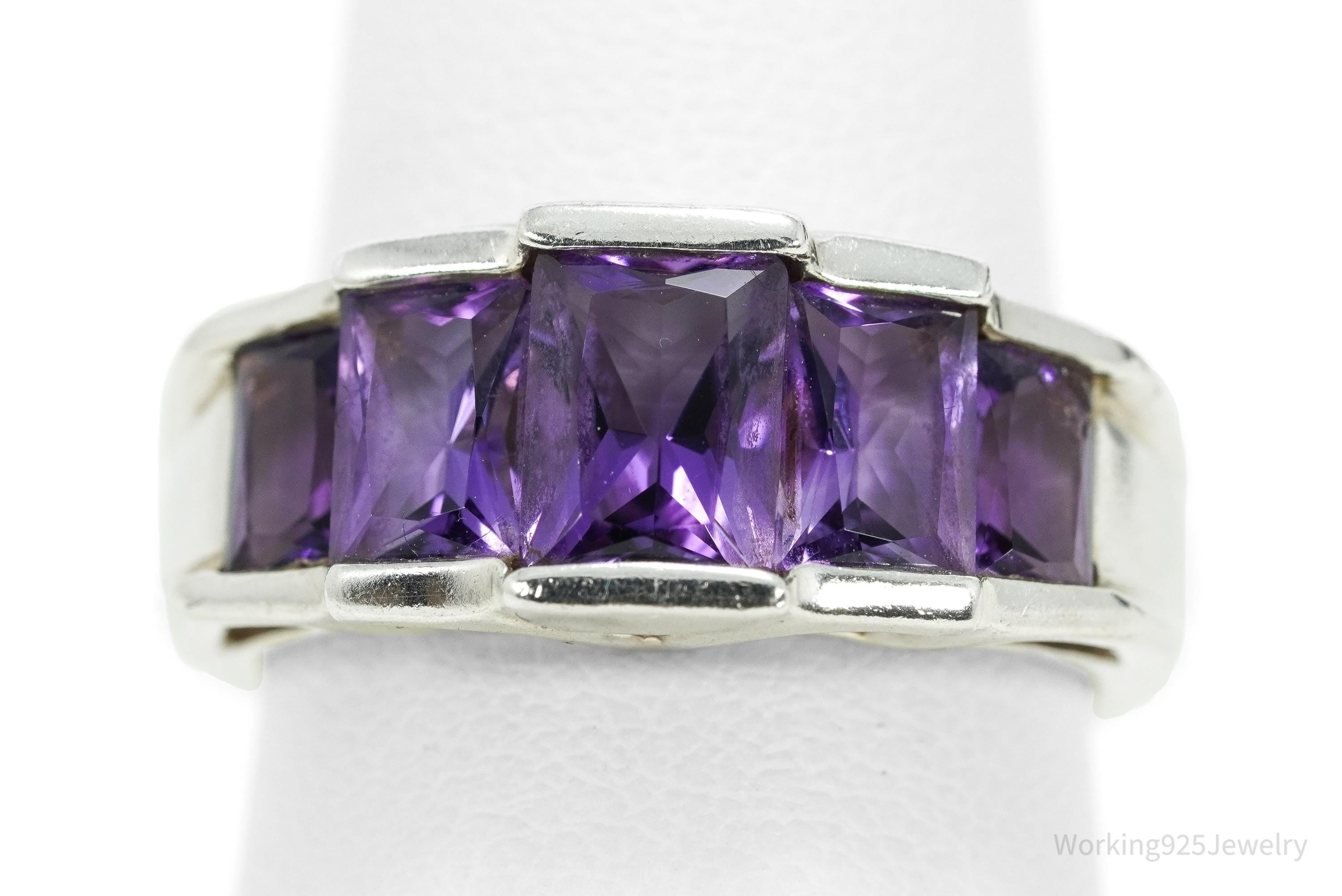 Vintage Amethyst Sterling Silver Ring - Size 6