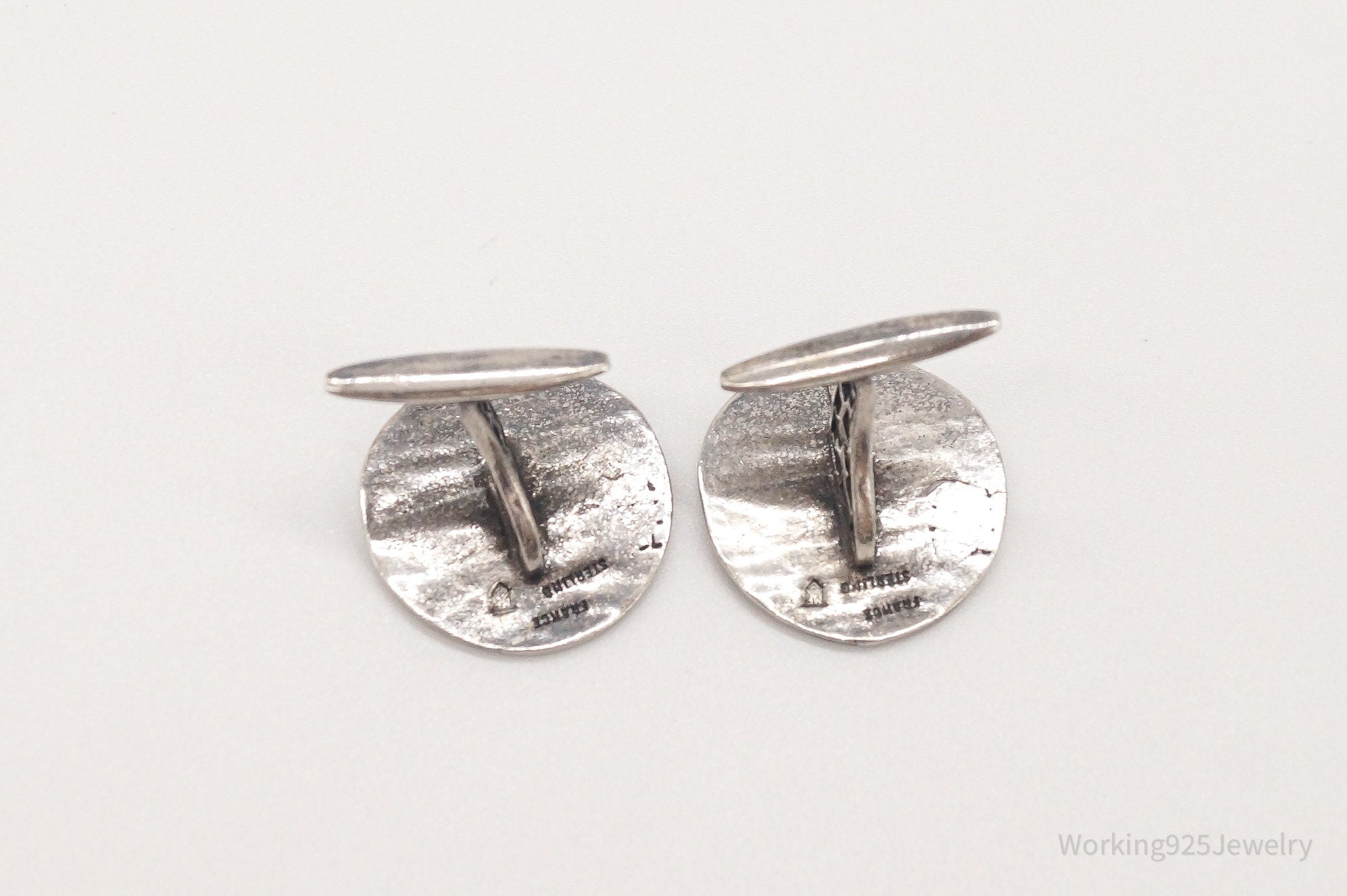 Vintage French Designer MF Sterling Silver Cufflinks